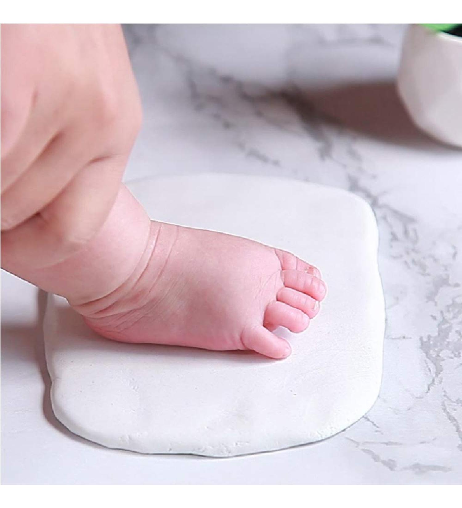 150g Air Dry Clay Baby Footprint Handprint Kit - Non-Toxic, Food Grade, Ultra Light, Soft Foam - DIY Keepsake Maker and Ideal Baby Gift - White - Buy Online on SooperMarket.com