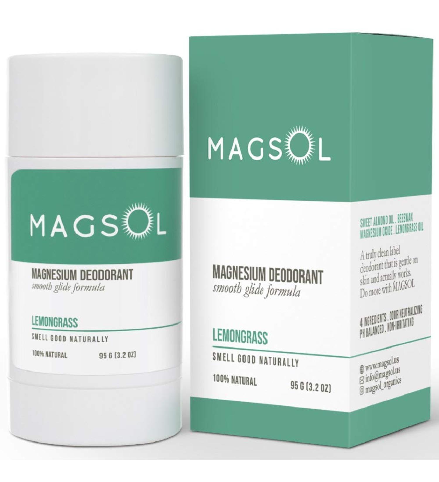 Magsol Magnesium Deodorant - Lemongrass 2.8 oz | Natural, Aluminum-Free, Long-Lasting Freshness - Buy Online on SooperMarket.com