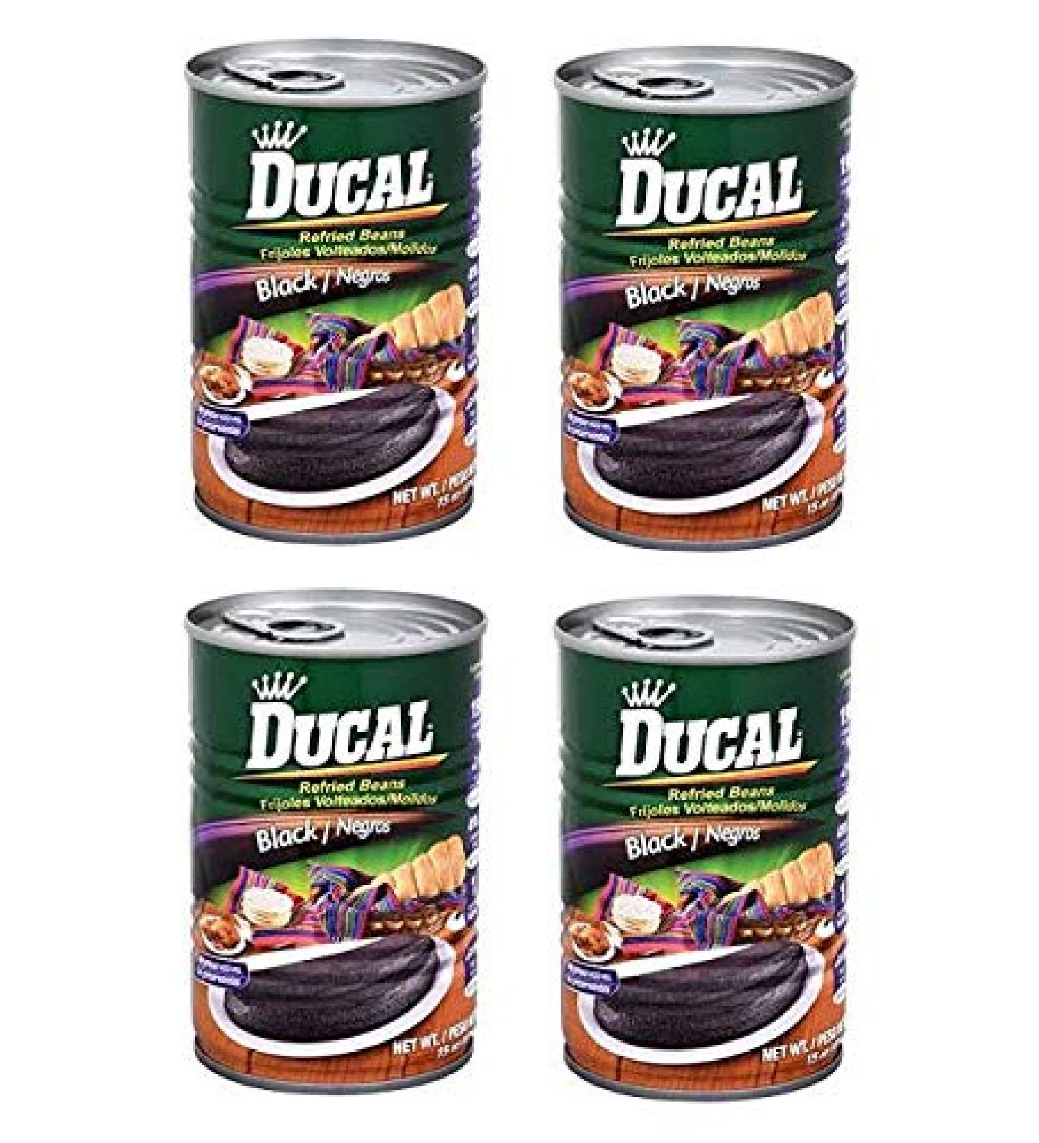 DUCAL Frijoles Negros Volteados Molidos 4 PACK 425 gr. c/u | Refried Black Beans 4 PACK 15 oz. each.