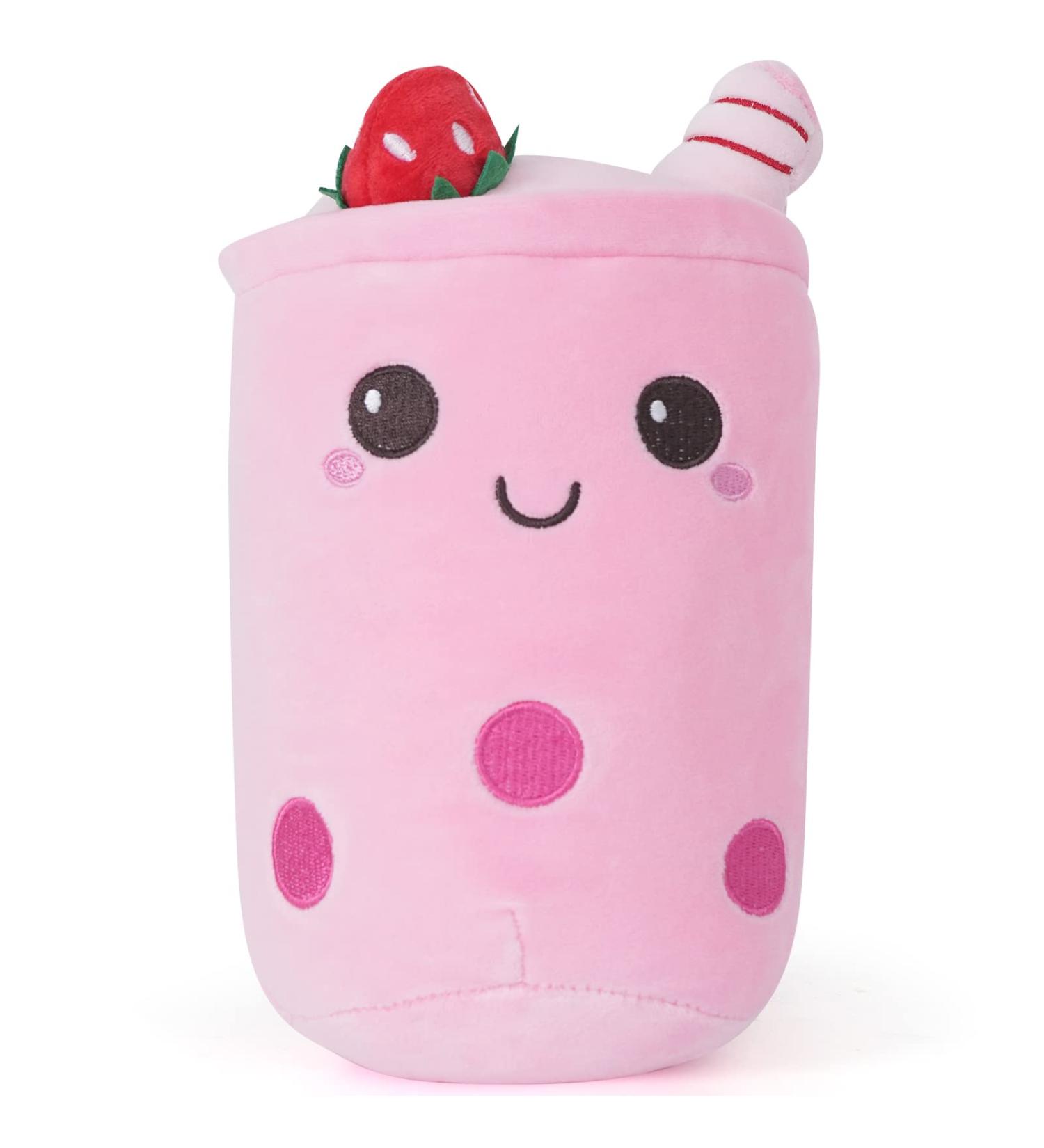 Anboor Bubble Tea Plush Boba Pillow - Strawberry Ice Cream 25cm | Soft Toy for Kids | Stuffed Animal Gift - Buy Online on SooperMarket.com