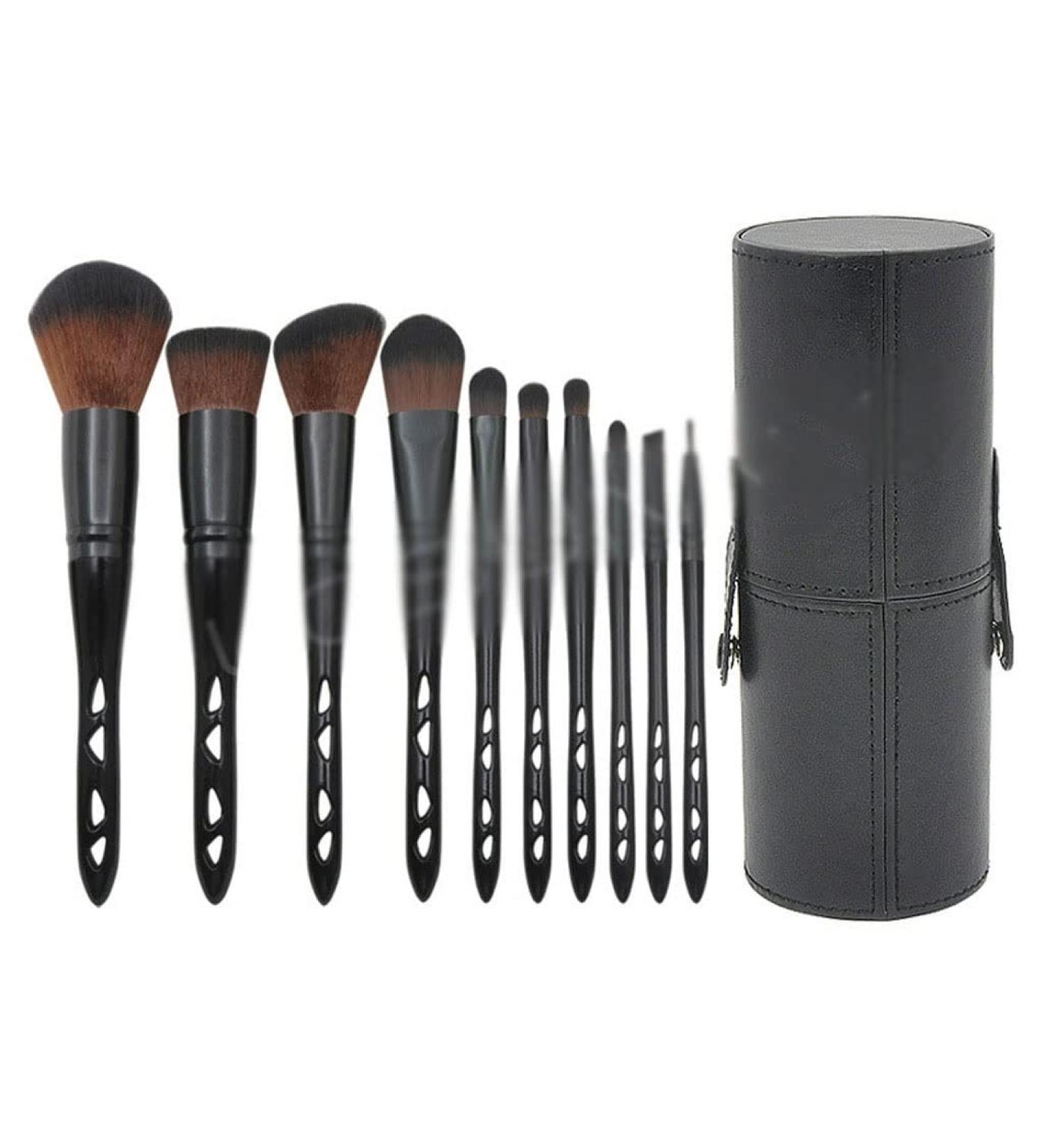 10-Piece Porous Makeup Brush Set | Black Barreled Eye Makeup Tools - DFHBFG - Buy Online on SooperMarket.com