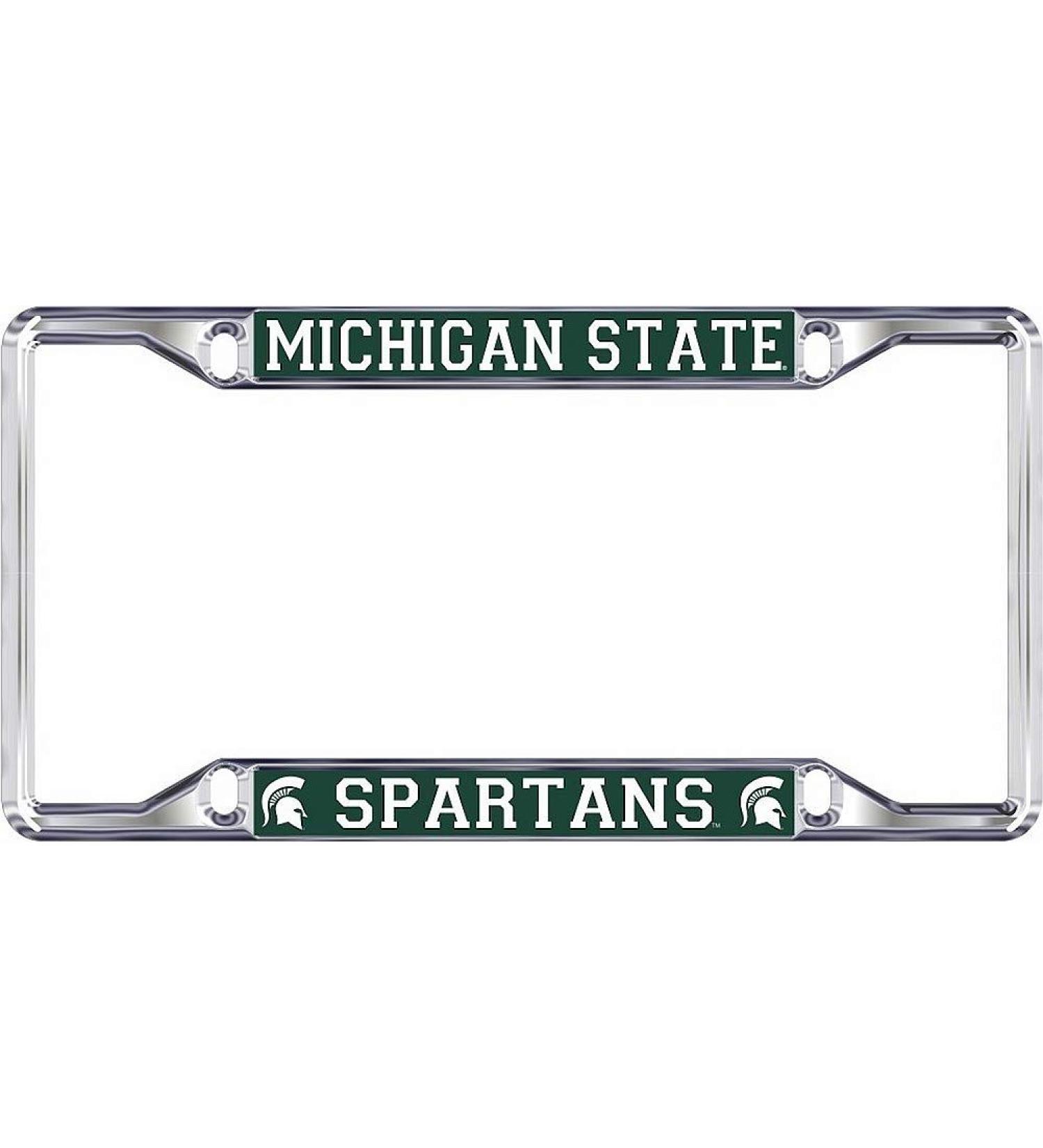 NCAA License Plate Frame Silver Michigan State Spartans Silver One Size