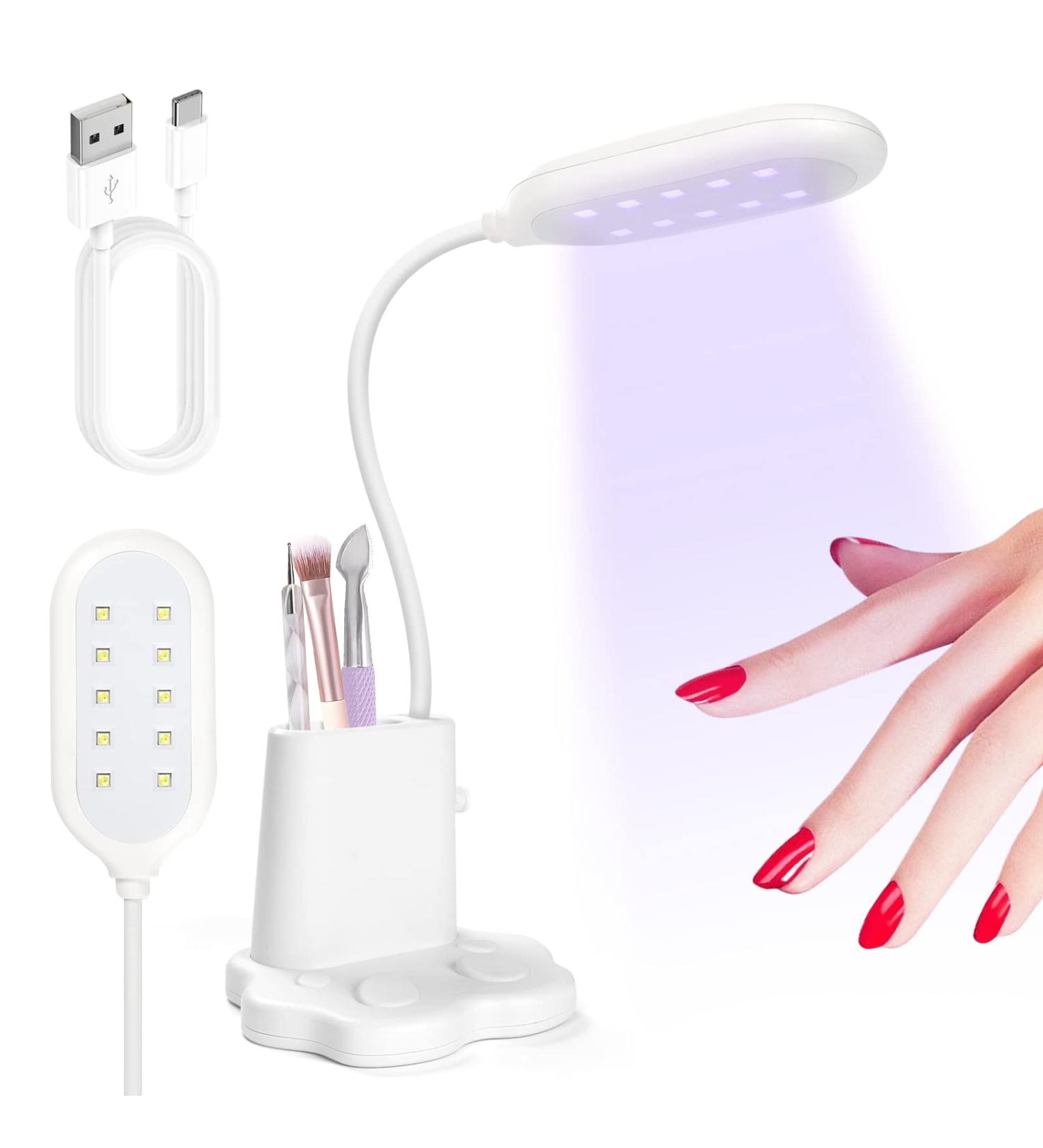 Saviland 30W UV LED Nail Lamp | 360 Rotatable Hands-Free Nail Dryer with Brush Holder | 2-in-1 Nail Art Curing Lamp for Salon Manicure at Home - White - Buy Online on SooperMarket.com