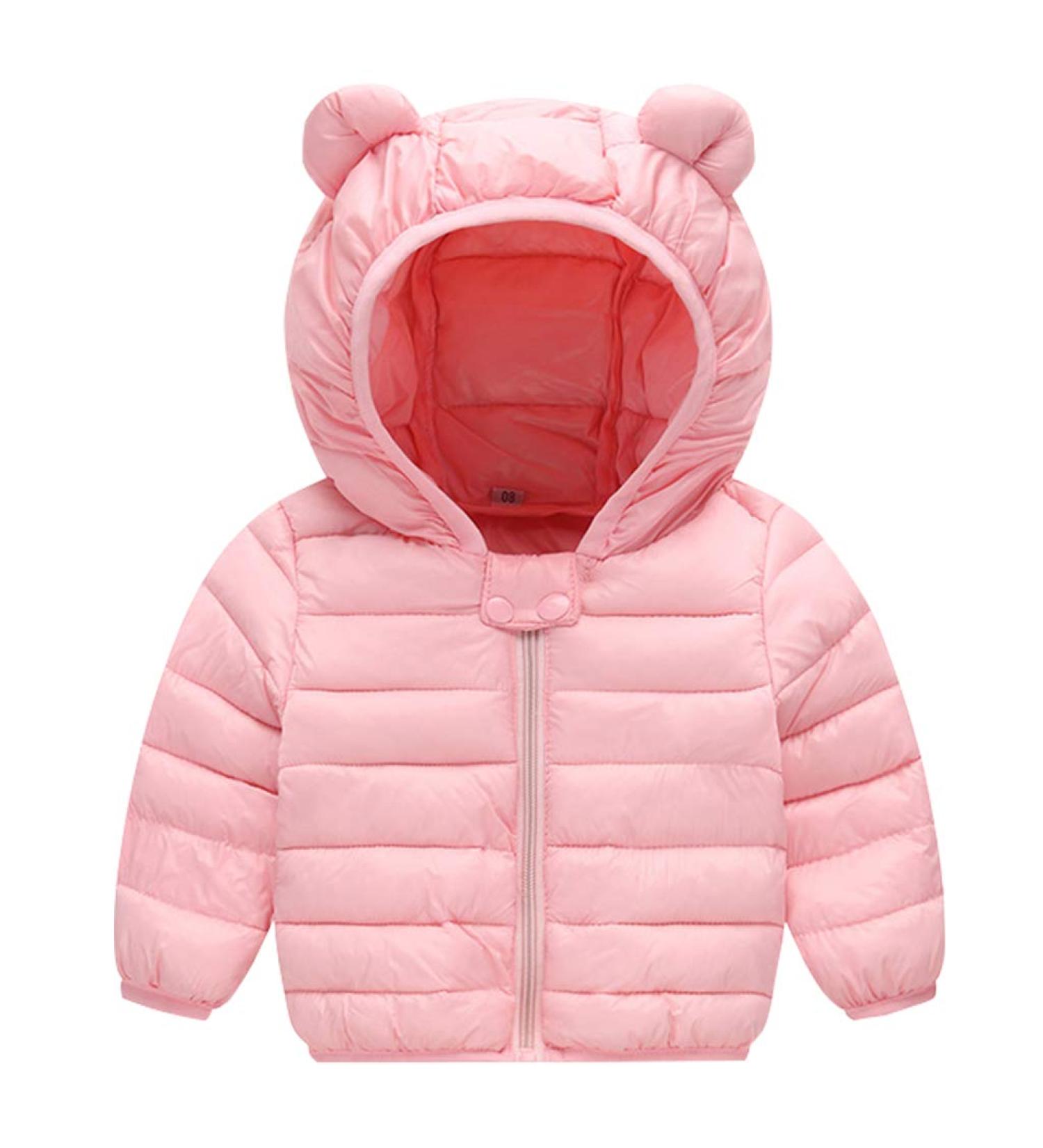 Kids Pink Puffer Jacket | Hooded Winter Coat for Boys & Girls | Lightweight Outerwear 2-3 Years - Buy Online on SooperMarket.com