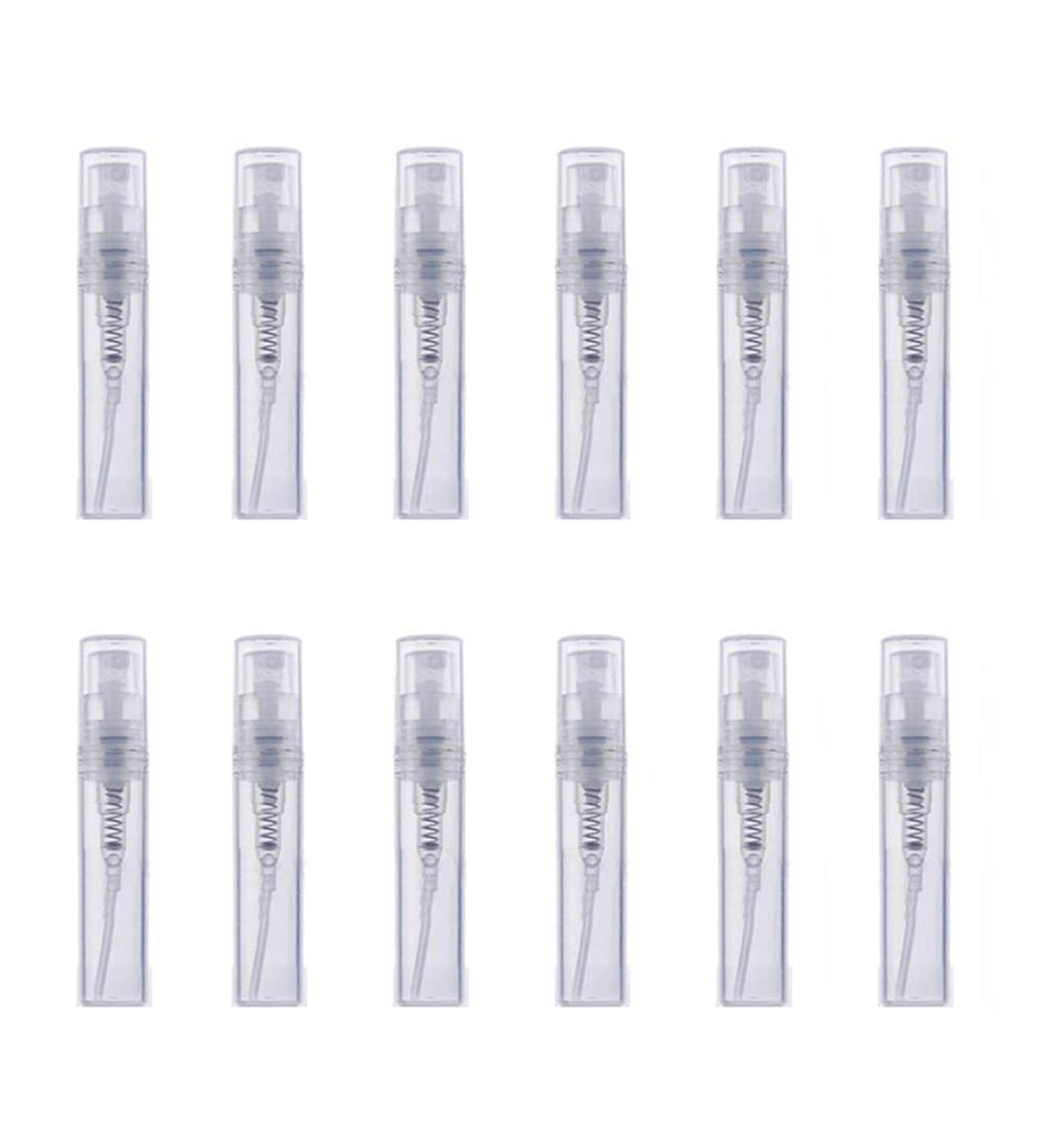 12 x 3ml Clear Mini Glass Spray Bottles - Refillable Perfume & Makeup Atomizers - Portable Travel Cosmetic Containers - Buy Online on SooperMarket.com