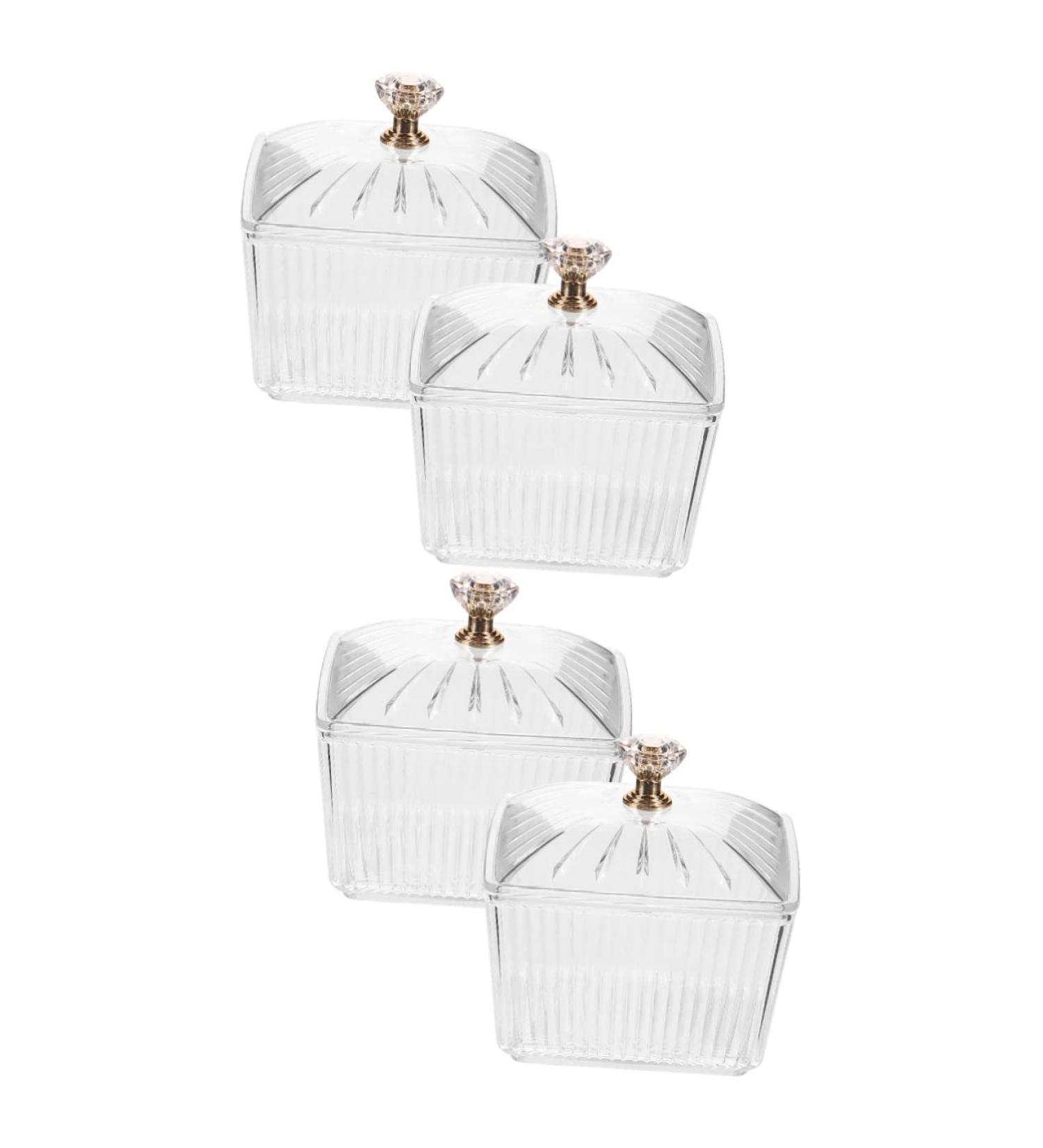 4 Pcs Candied Fruit Refreshment Tray Food Container Clear Tea Container Candy Jar Storage Popcorn 9X9X7.5CMx2pcs Transparentx2pcs - Buy Online on SooperMarket.com