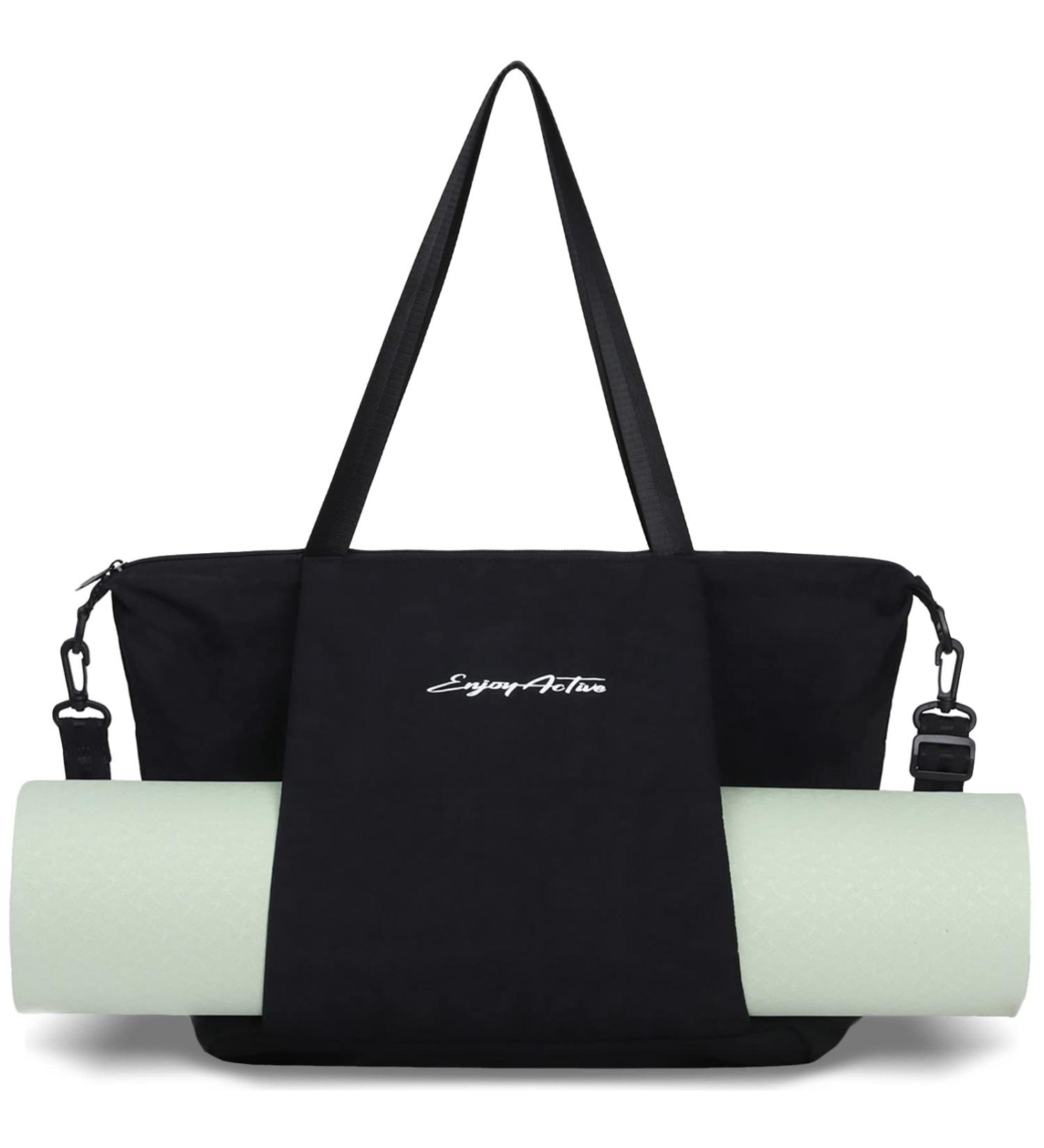 EnjoyActive Yoga Mat Bag | Waterproof Lightweight Multi Pocket Yoga Bag with Thick Mat Carrier | Women's 2-Way Carry Tote - Black - Buy Online on SooperMarket.com