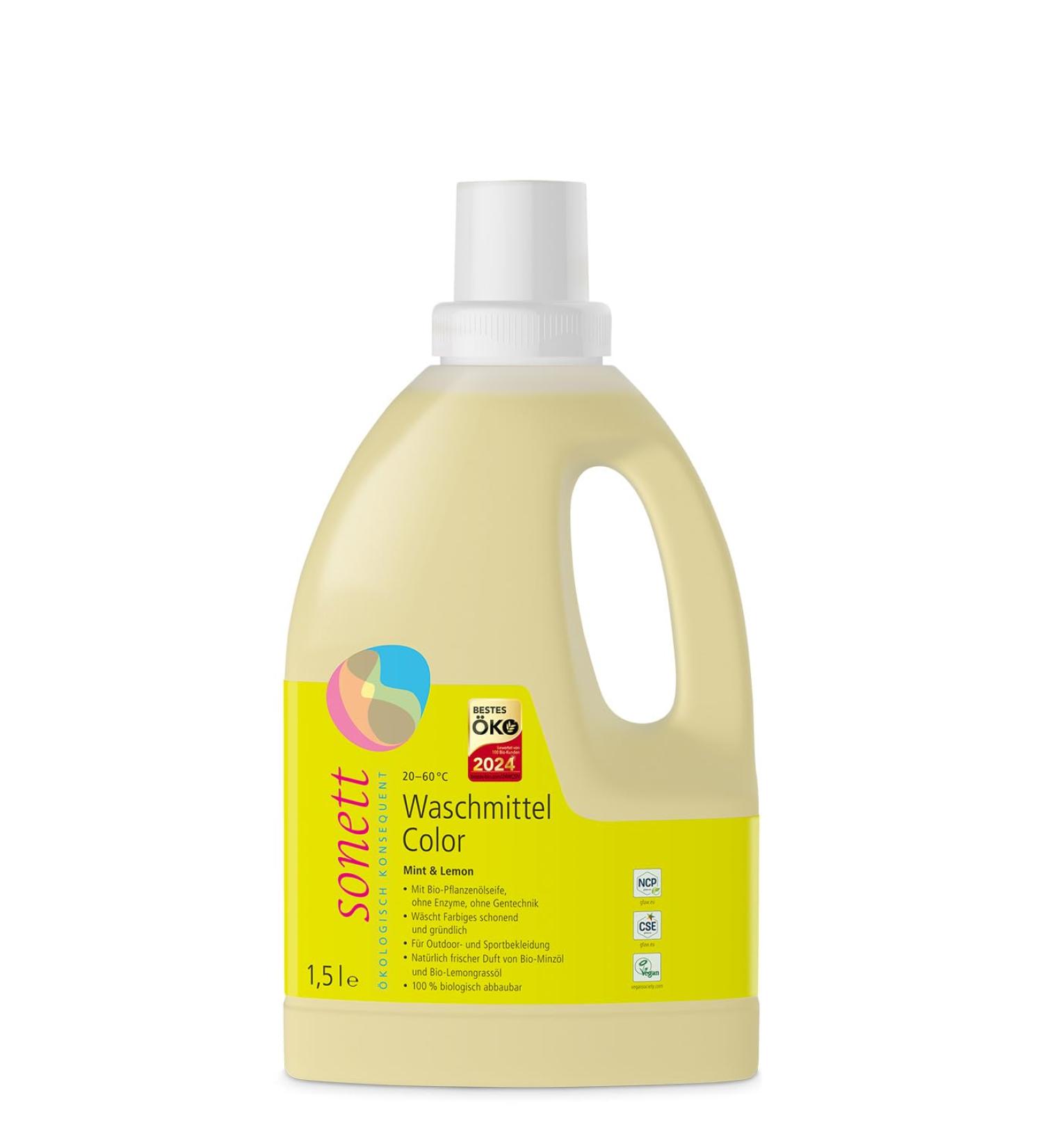 Sonett Color Detergent Mint & Lemon 1.5L - Eco-Friendly Biodegradable Laundry Wash (1 Pack) - Buy Online on SooperMarket.com