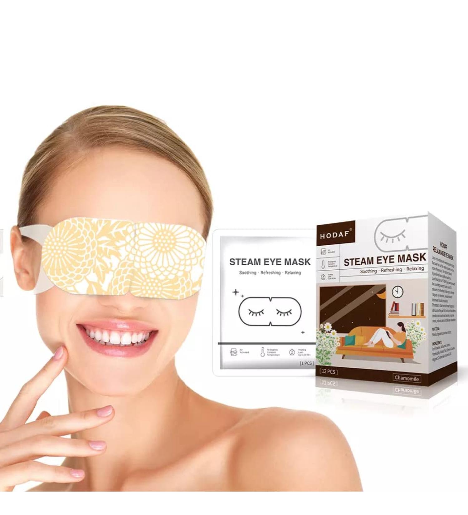 NEW UPDATED 12 Pcs Gentle Steam Eye Mask | Chamomile Self Heating Gentle Warm Steam Eye Mask for Dry Eyes| Masks for Dark Circles Relaxation and Puffy Eyes |Disposable Hot Sleep Eye Mask - Buy Online on SooperMarket.com
