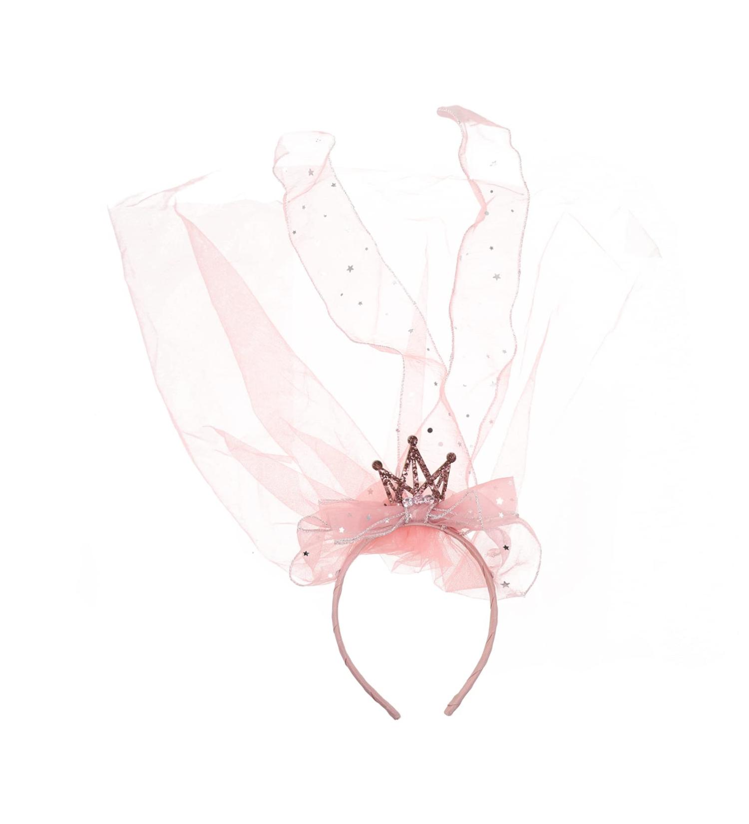 minkissy Headband Hair Wreath Princess Mesh Princess Crown Bow Veil Hair Bobbles Birthday For Girls Veil Princess Hairpiece Fabric Pink Sequins Crown 47x12cm Pink - Buy Online on SooperMarket.com