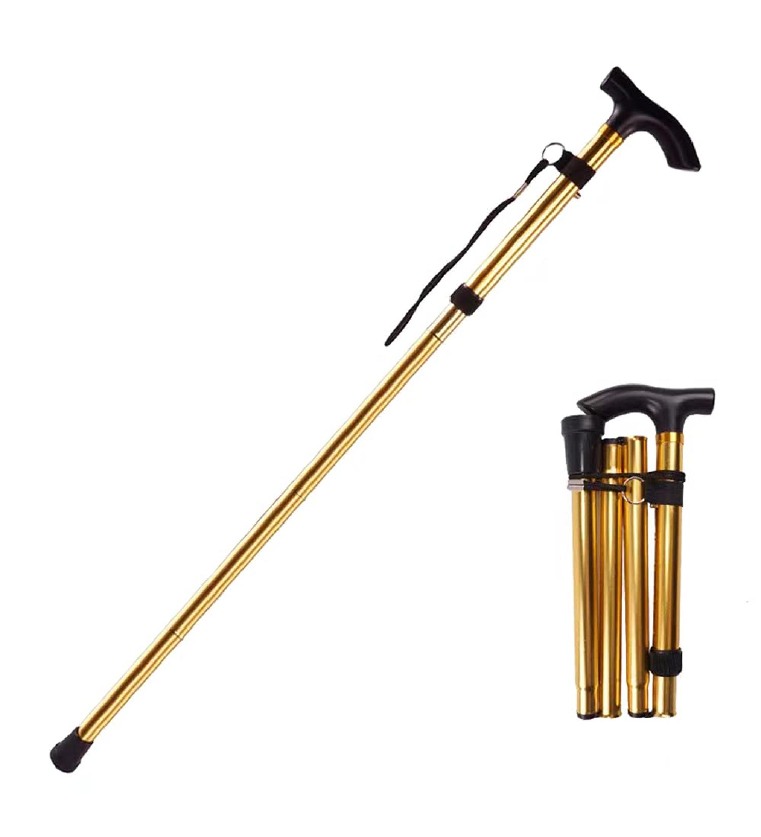 Folding Cane Adjustable Lightweight Aluminum Offset Cane-Foldable Cane Very Suitable for Daily Life to Assist Restricted Exercise Golden - Buy Online on SooperMarket.com