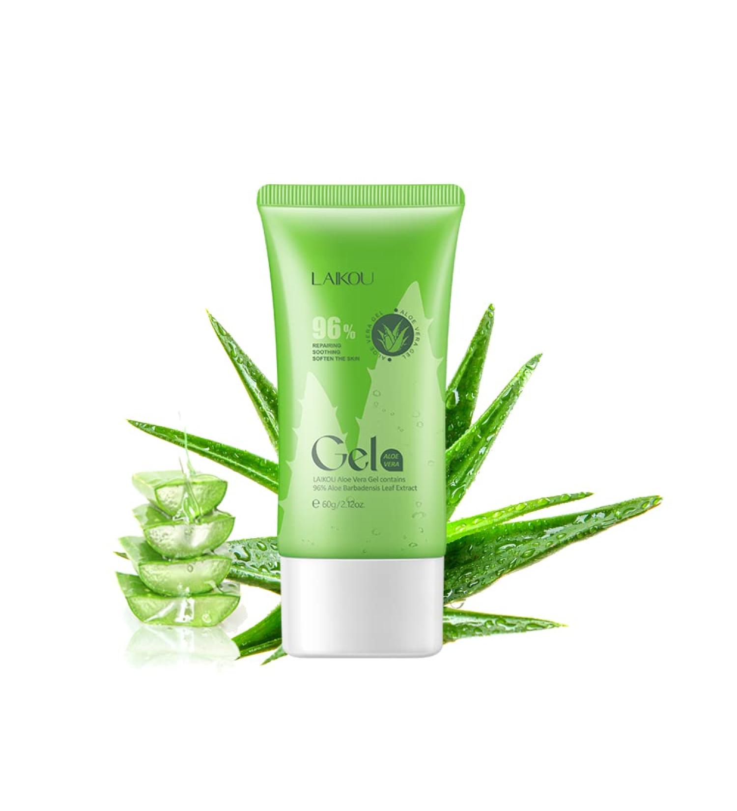 Organic Aloe Vera Gel for Face and Body - 96% Fresh Aloe, Deeply Soothing & Firming, Sunburn Relief, Acne Treatment - Buy Online on SooperMarket.com