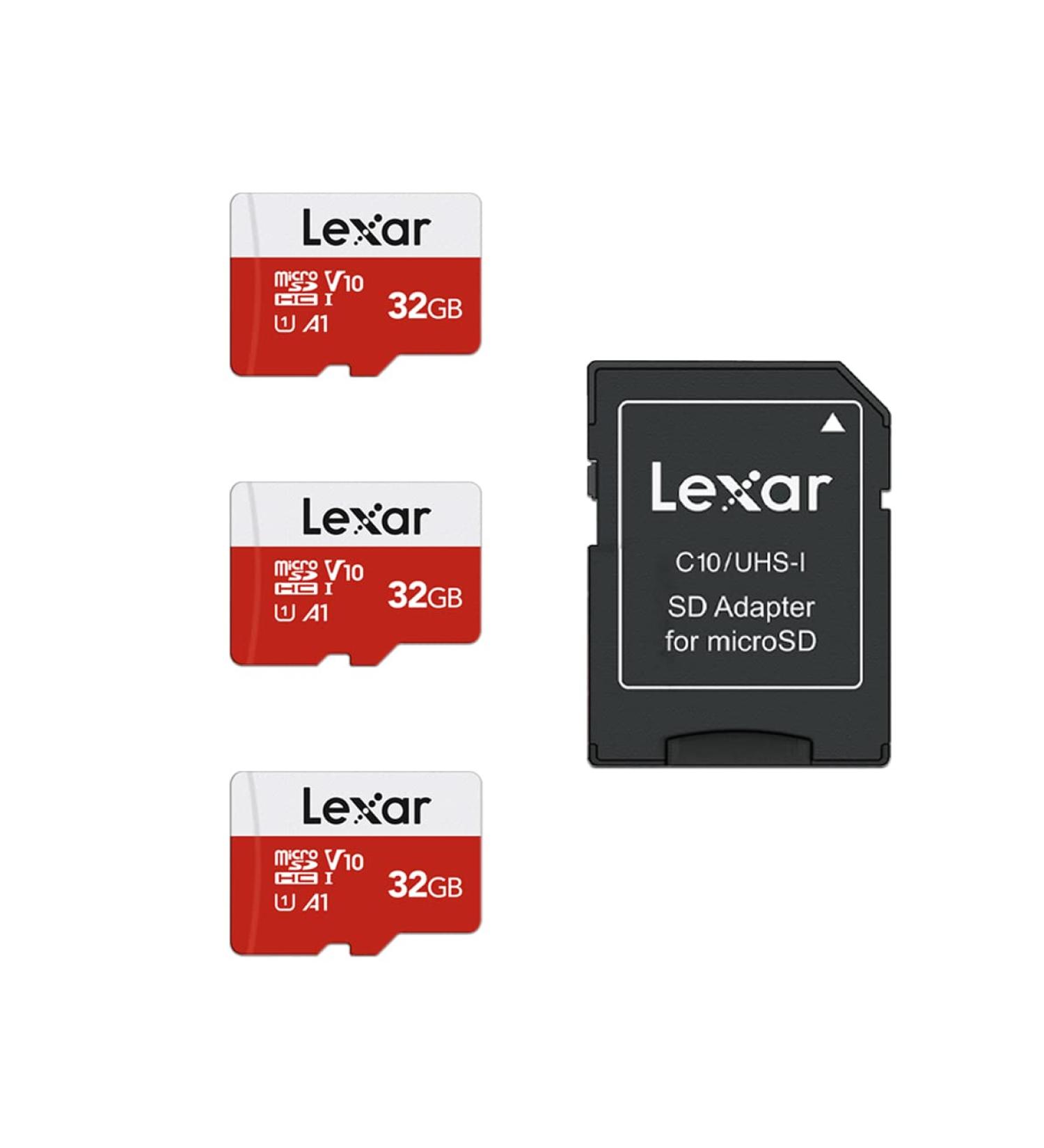 Lexar 32GB Micro SD Card 3 Pack with Adapter - Up to 100MB/s, U1 Class10 V10 A1, High Speed TF Card (3 Cards + 1 Adapter) - Buy Online on SooperMarket.com