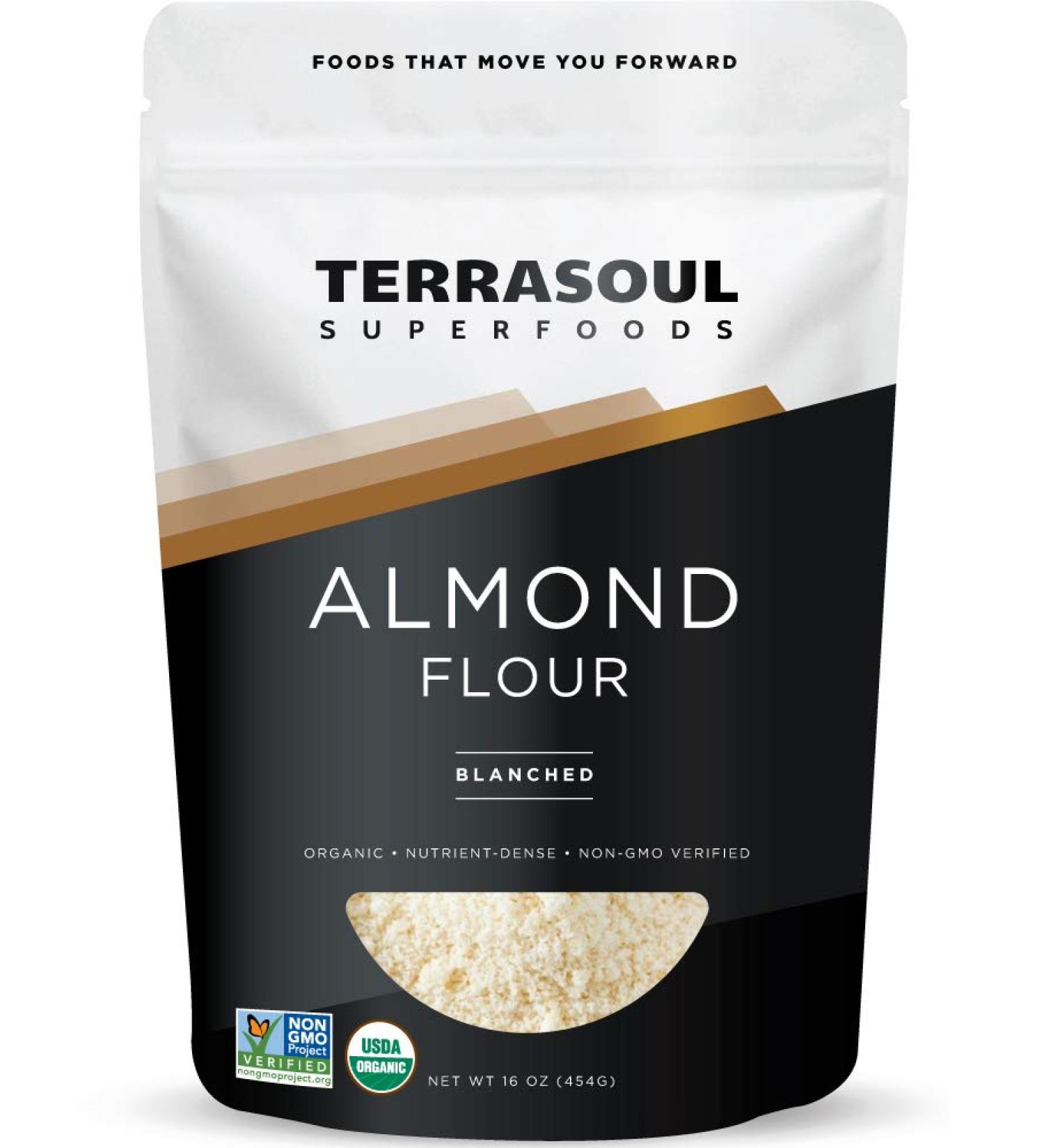 Terrasoul Superfoods Organic Almond Flour 1 Lb - Fine Texture, Grain-Free & Gluten-Free for Keto Baking - Buy Online on SooperMarket.com