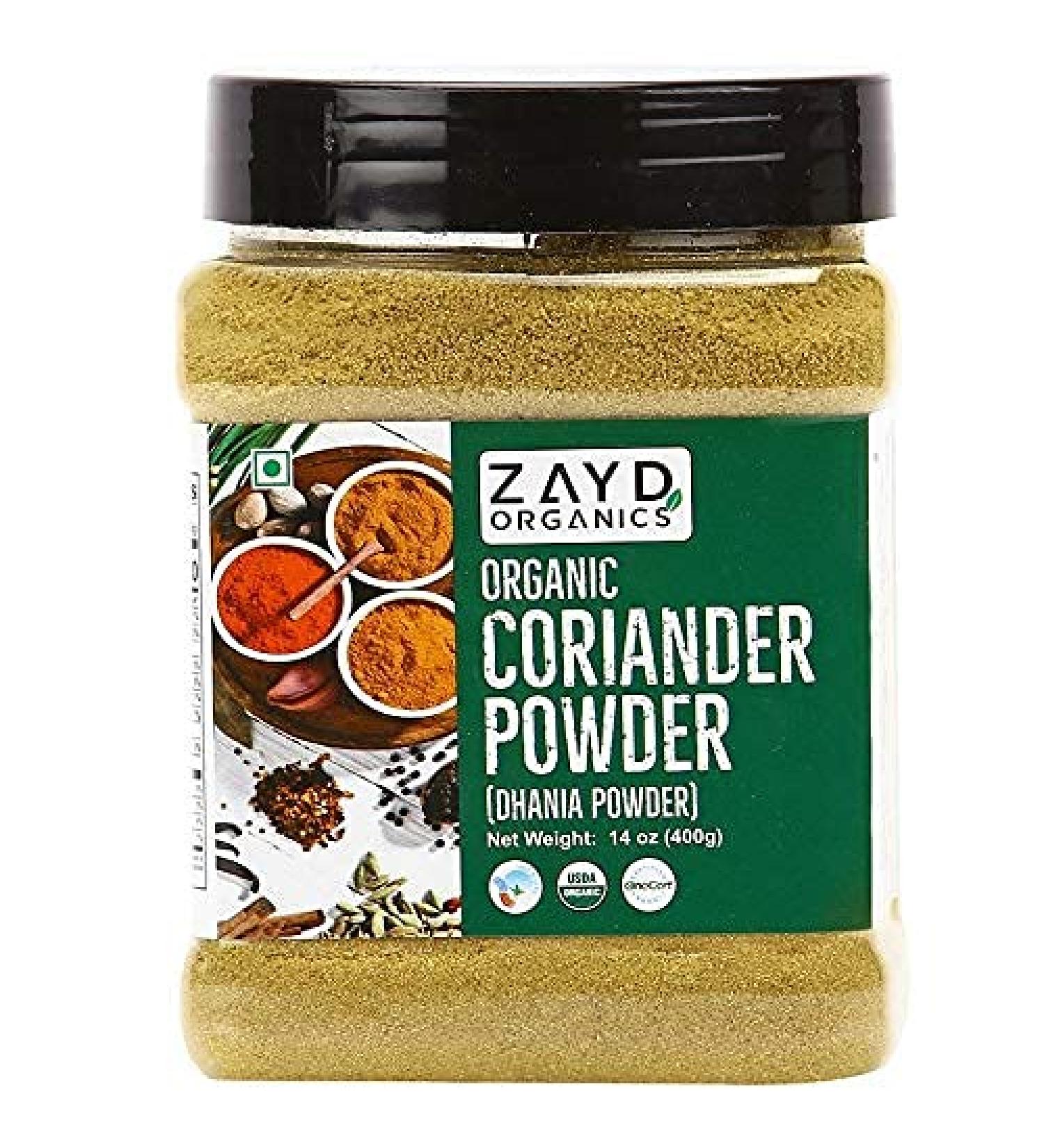 Zayd Organics USDA Organic Coriander Powder (Dhania Ground) 14oz (400g) - Buy Online on SooperMarket.com