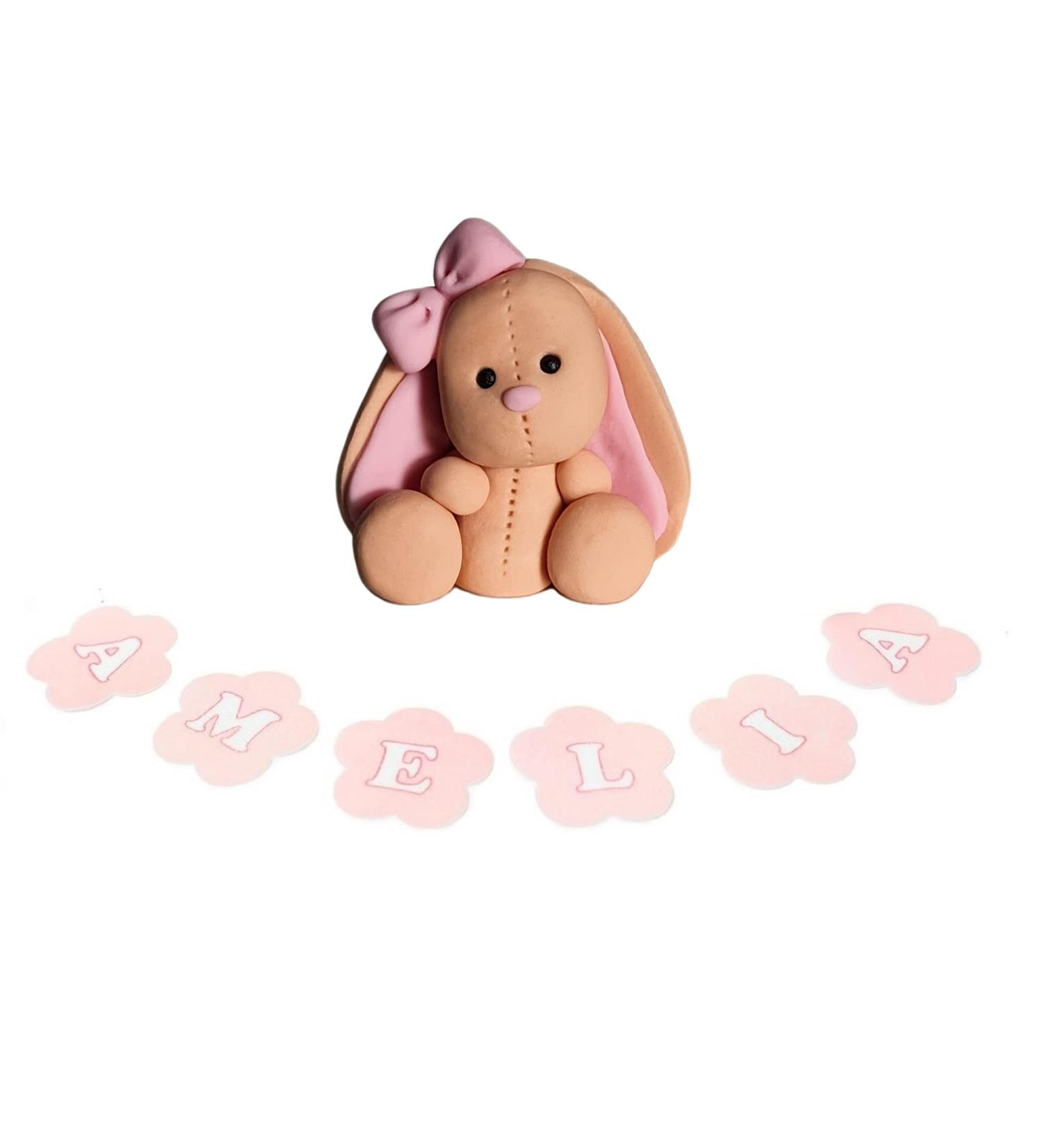 Brown Bunny Cake Topper 100% EDIBLE Decoration Personalised Name - Buy Online on SooperMarket.com