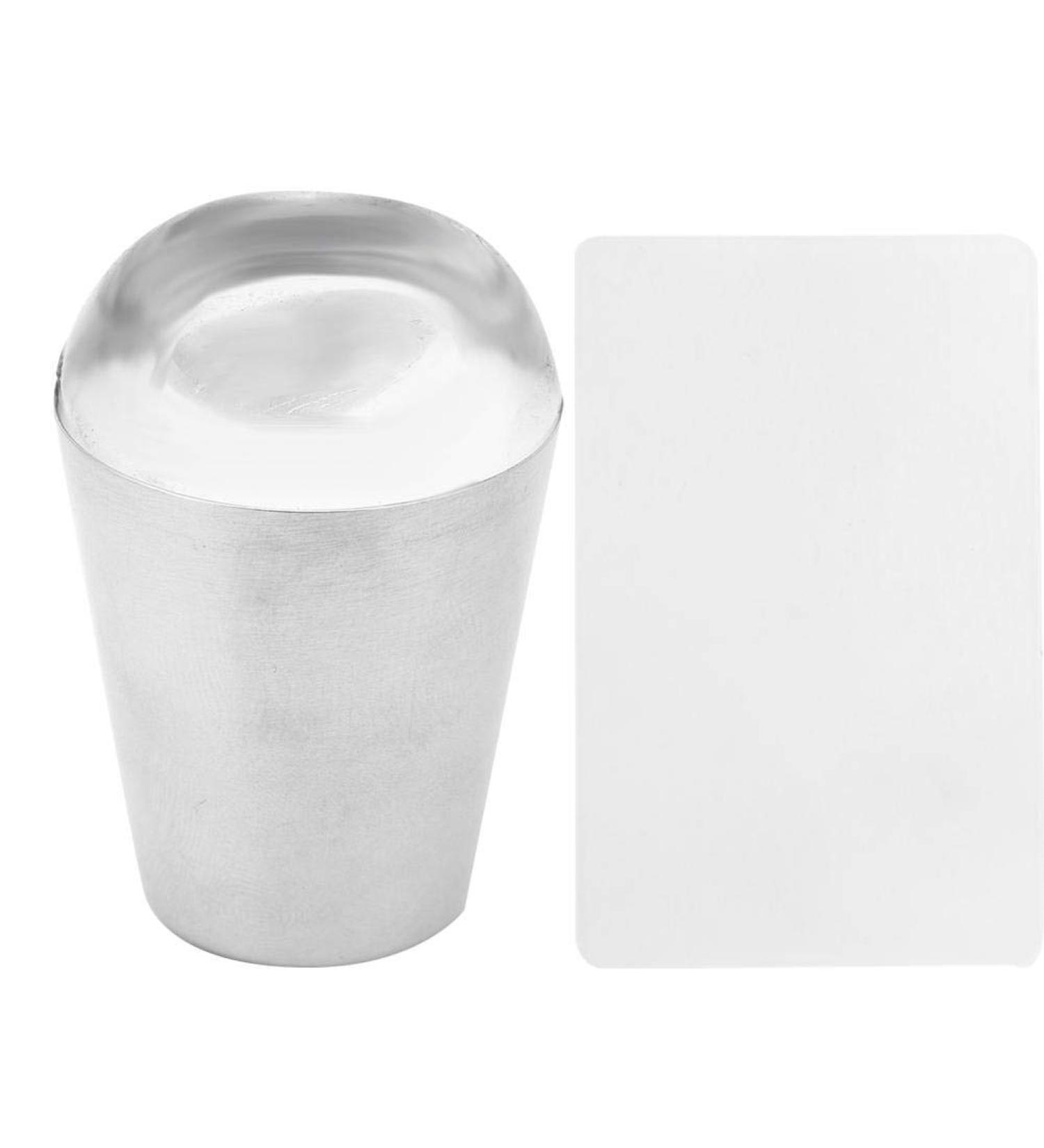 Clear Nail Stamp Heads & Scrapers Set - Soft Silicone DIY Nail Art Kit (Silver) for International Shipping - Buy Online on SooperMarket.com