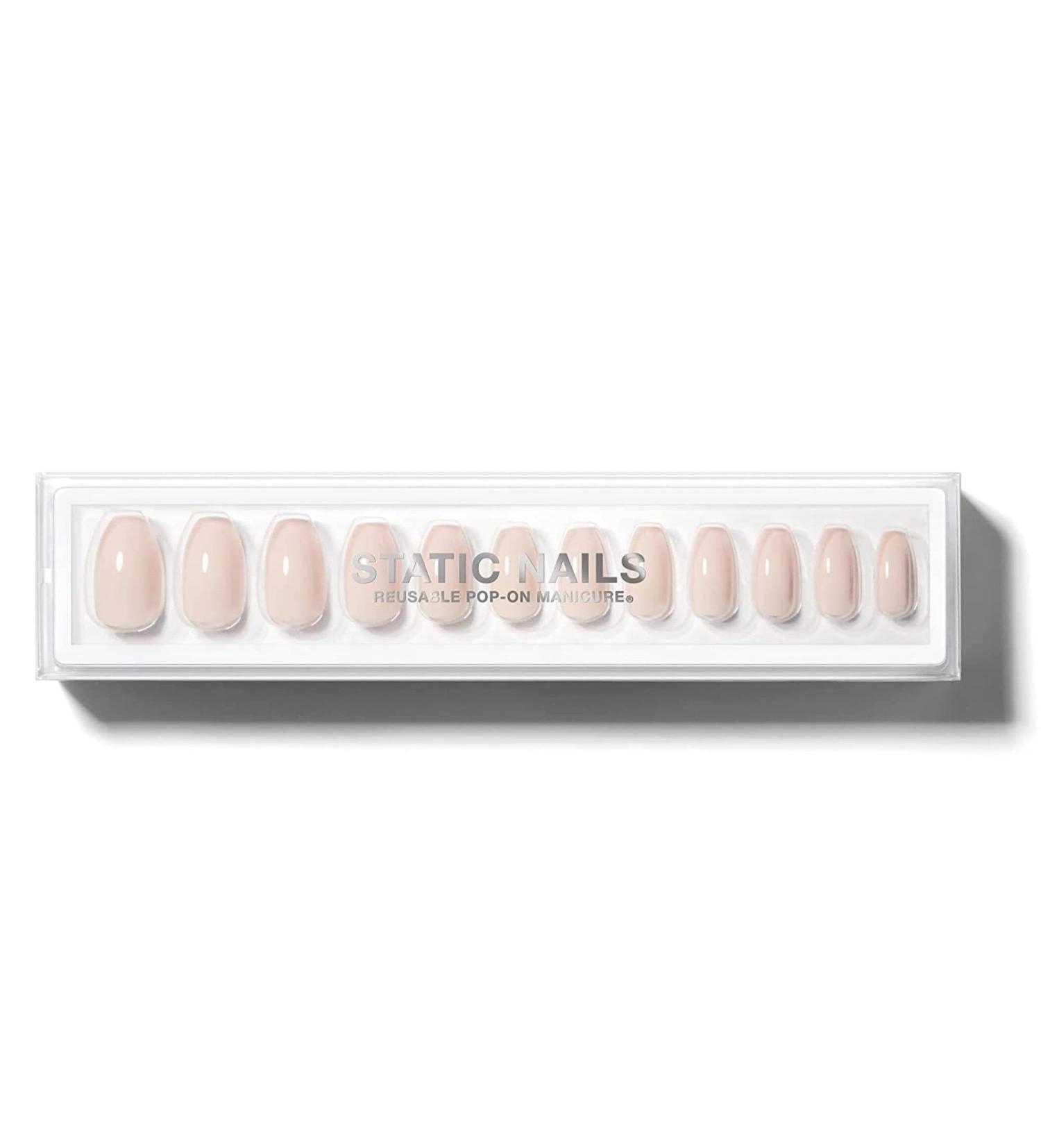 Static Nails Silk Coffin Reusable Manicure Set with Non-Damaging Glue-On Nails - Fake Acrylic Press On Nails with Static Nail Glue - Buy Online on SooperMarket.com