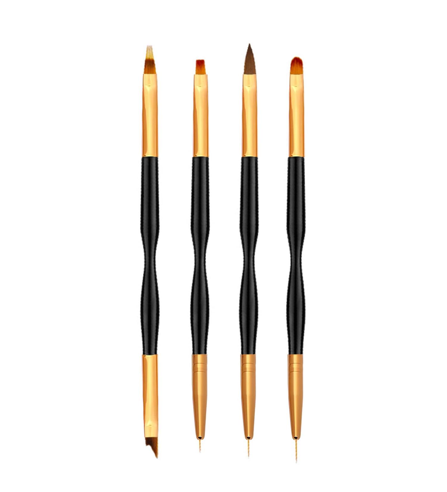 Yoezuo Nail Art Brush Set - 4 Double Ended Brushes for UV Gel Paint & Manicure DIY - Buy Online on SooperMarket.com
