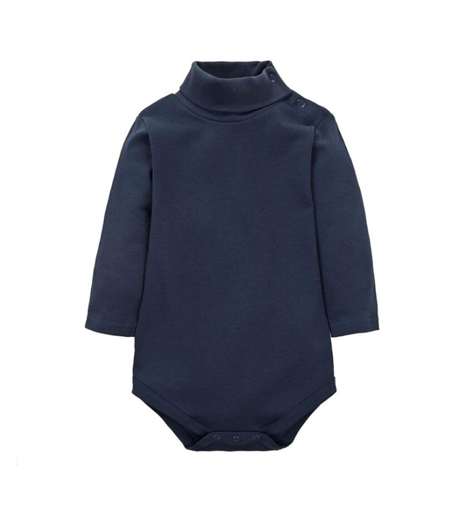 CuteOn Baby Boys Girls Solid Color Basic Turtleneck Cotton Bodysuit Jumpsuit Royalblue 9 Months 9 Months Royalblue