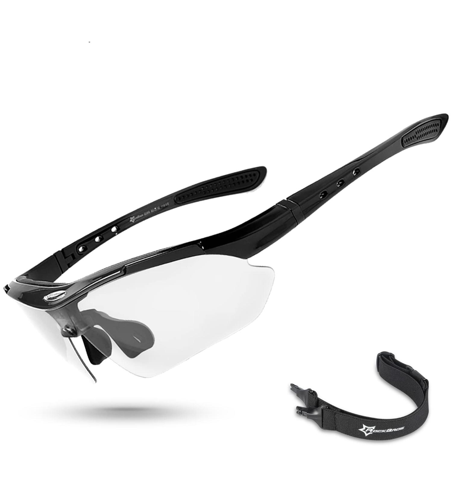 ROCKBROS Photochromic Sports Sunglasses | Men's Cycling Glasses with Removable Elastic Band - Black - Buy Online on SooperMarket.com