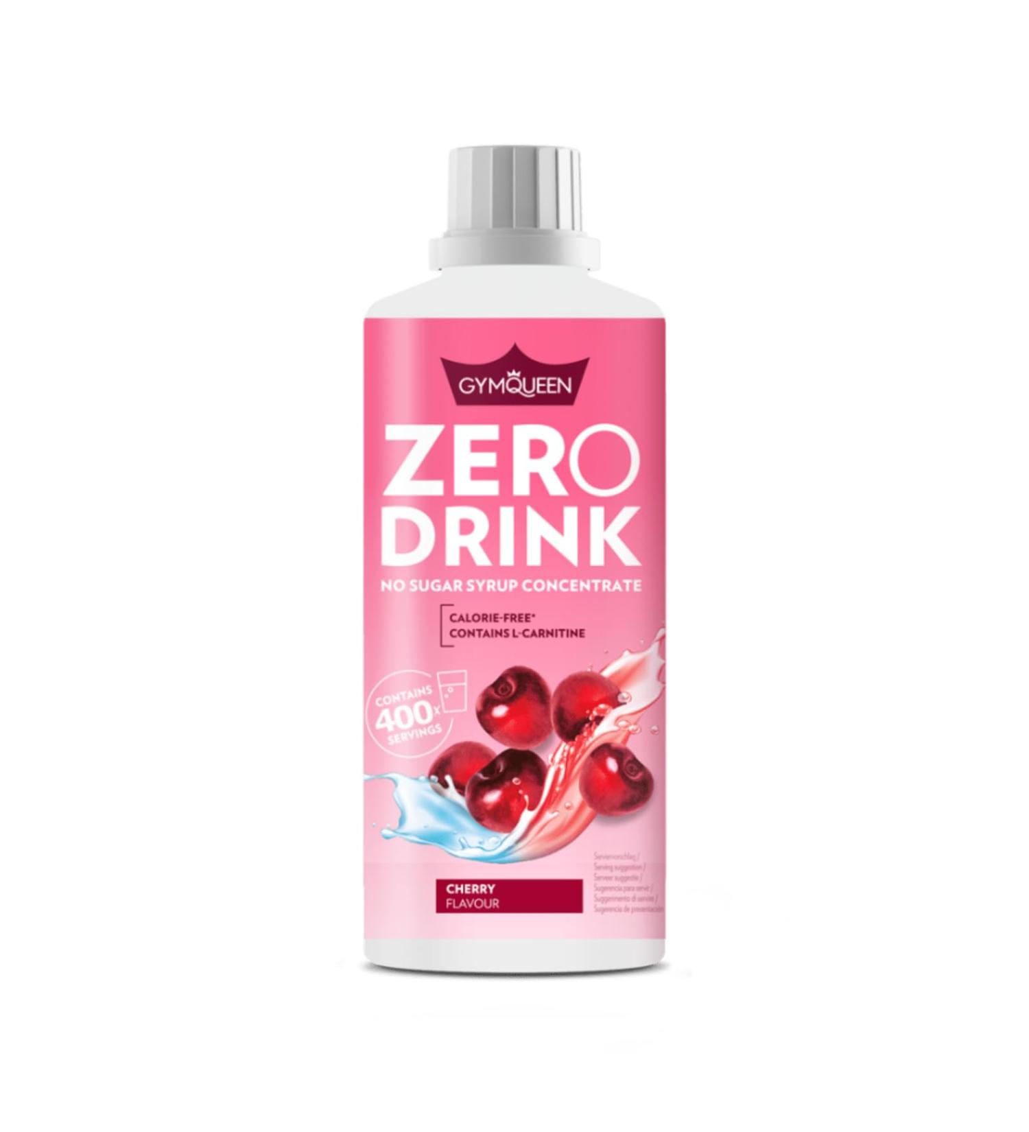 Buy Gymqueen Zero Drink Cherry 1000ml - Low Calorie Beverage Concentrate with B Vitamins & L-Carnitine | Sugar-Free Syrup for Metabolism - Buy Online on SooperMarket.com