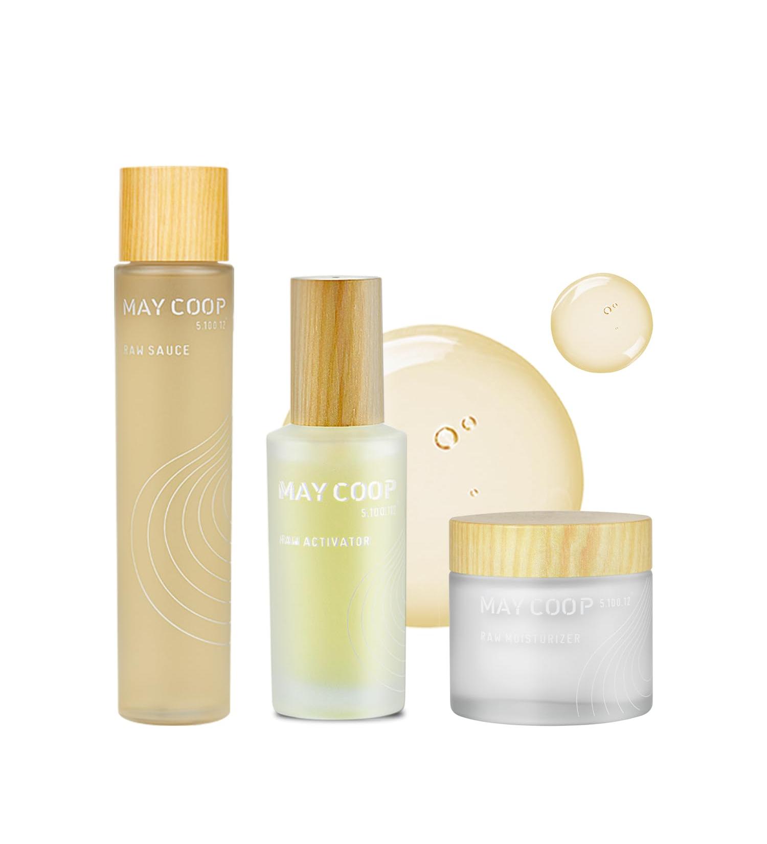 MAY COOP 3 STEP Hydrating Korean Skincare Set - Raw Sauce Essence Toner Moisturizer Cream & Organic Facial Serum for All Skin Types | Buy Internationally - Buy Online on SooperMarket.com