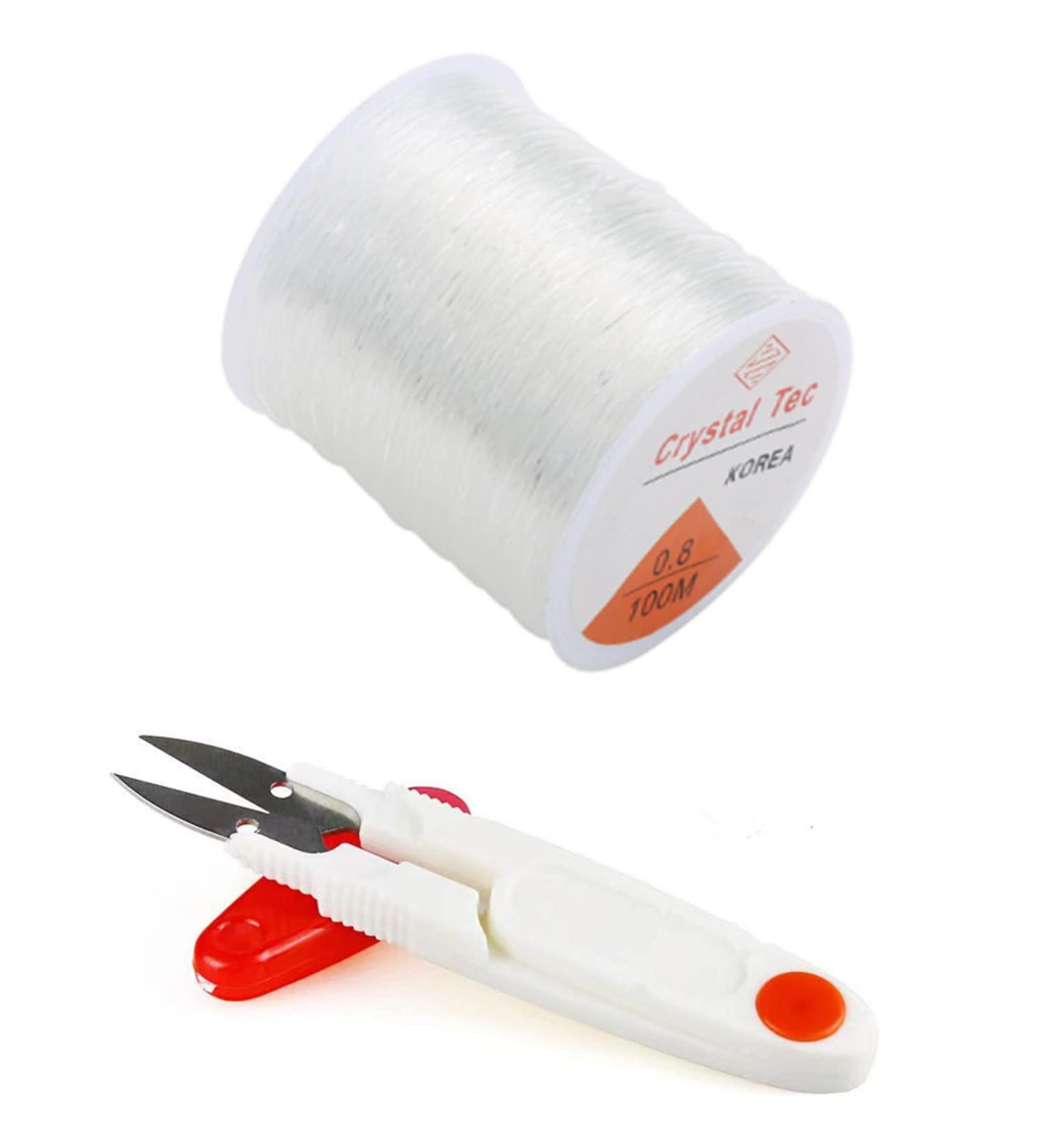 Nylon Elastic String for Jewelry Making - 0.8mm Clear Cord 100M Crystal - DIY Bracelet and Necklace Stretchy Thread - Buy Online on SooperMarket.com