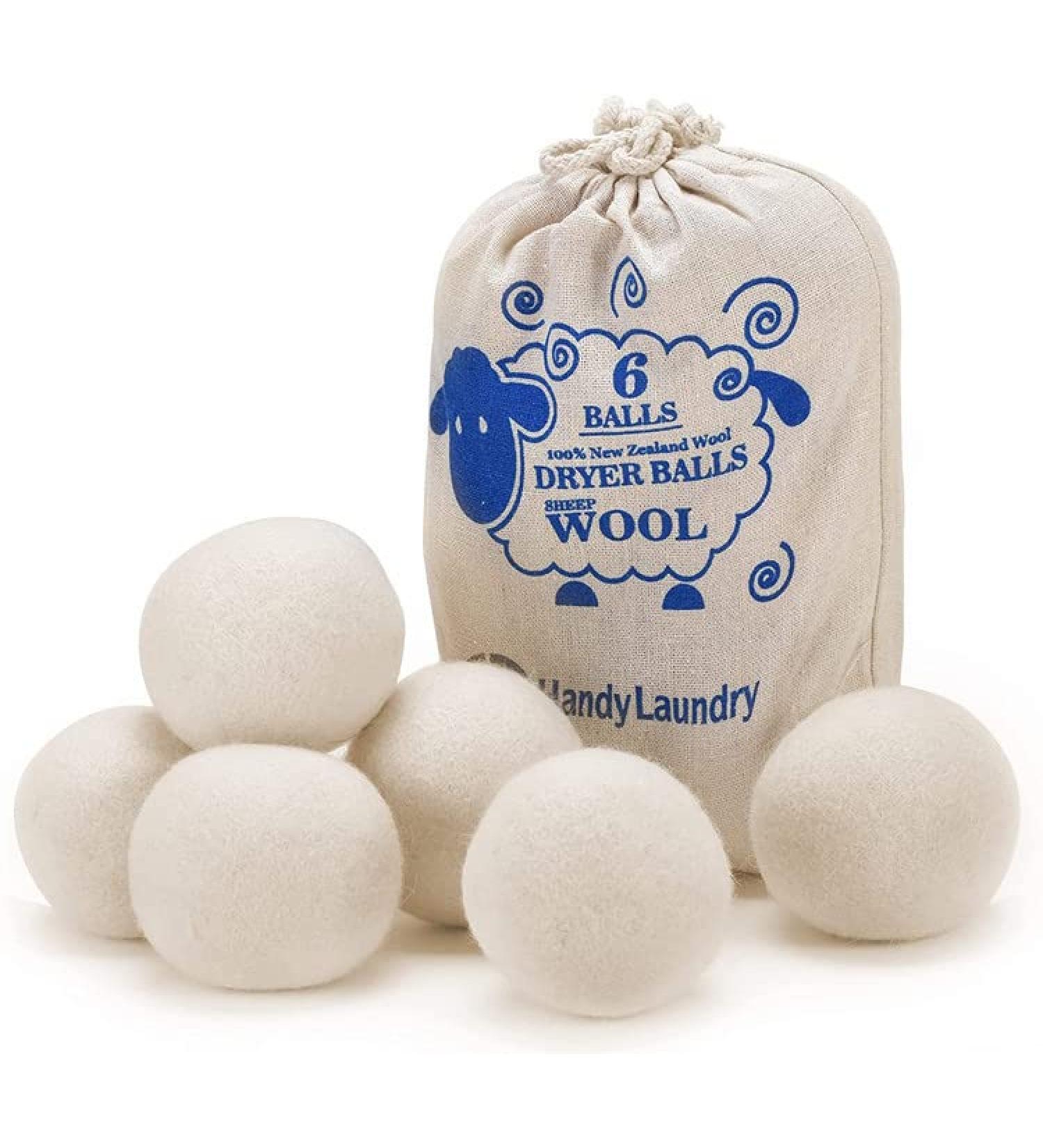 Buy 6-Pack Premium Wool Dryer Balls - Natural Fabric Softener Hypoallergenic & Baby Safe | Eco-Friendly Laundry Solution - Buy Online on SooperMarket.com