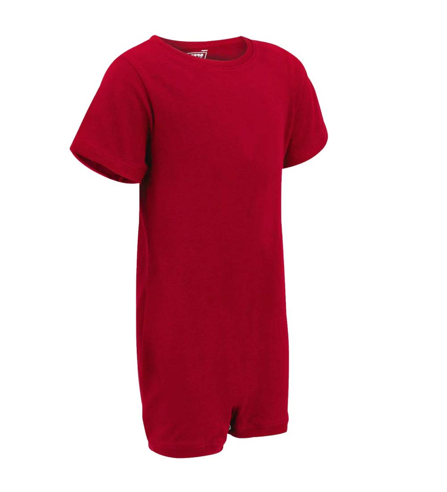 Kaycey Short Sleeve Bodysuit with Snap Buttons | Special Needs Clothing for Kids 5-6 Years | Red SuperSoft Cotton Fabric - Buy Online on SooperMarket.com