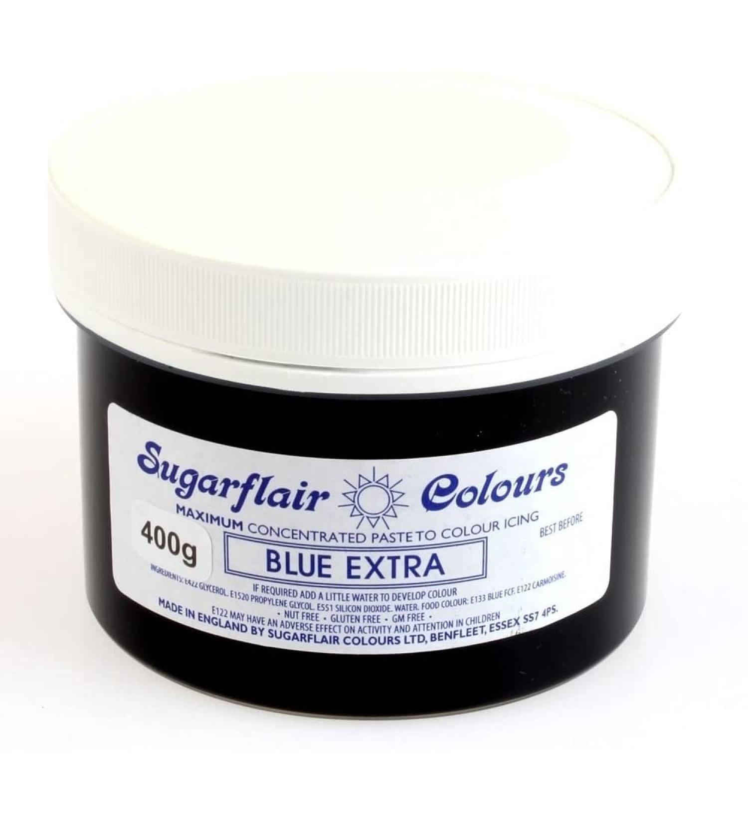 Sugarflair Blue Extra Maximum Concentrated Food Colouring Paste for Use with Sugarpaste Flowerpaste Buttercream Royal Icing Cake Batter and more - 400g 400 g (Pack of 1) Blue
