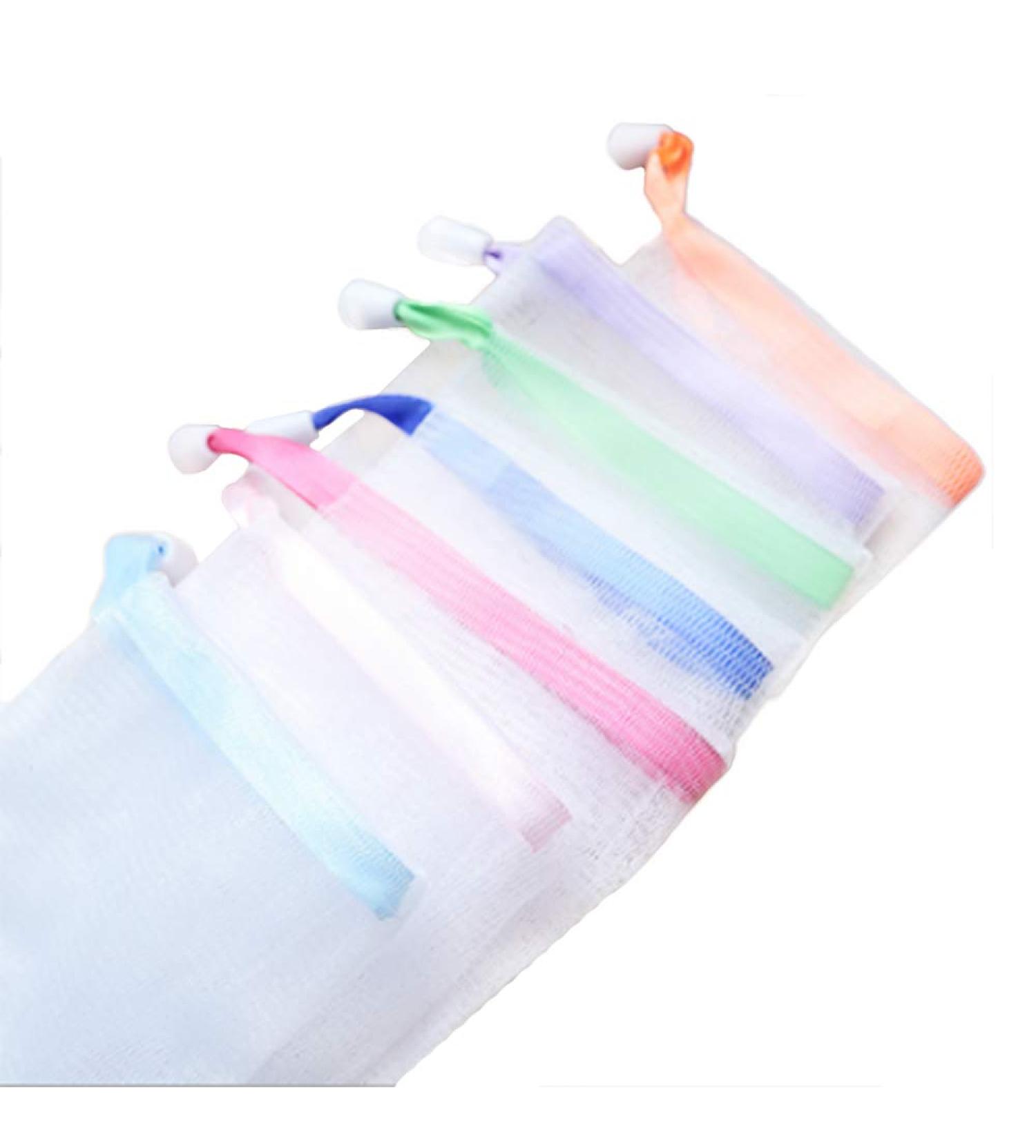 Andiker Soft Mesh Soap Bag Set - 7 Pcs | Shower Soap Pouch Saver with Drawstring | Hangable & Quick Drying Nylon | Foaming and Drying Solution - Buy Online on SooperMarket.com