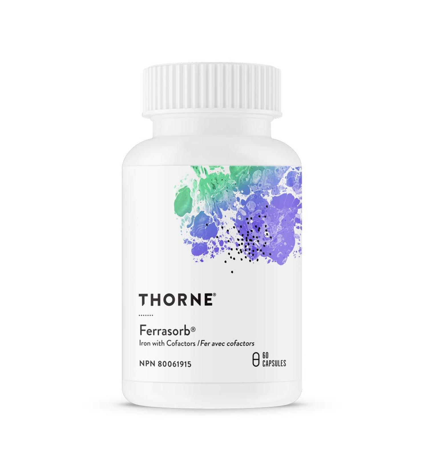 Thorne Ferrasorb - Complete Blood Support Formula with Iron Folate and B vitamins - 60 Capsules - 60 Servings - Buy Online on SooperMarket.com