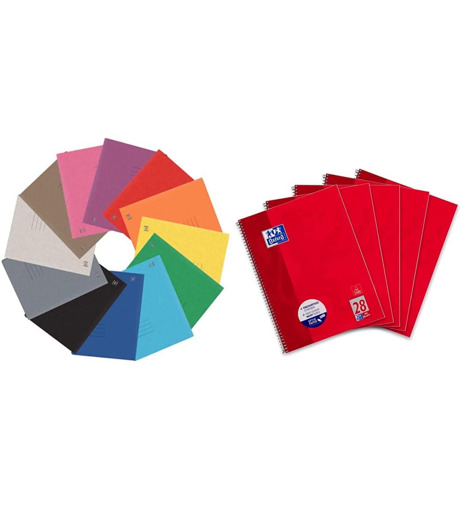 Oxford Quick-Plot A4 12 Colors Cardboard & College Block A4 Checked - 25 Pieces + 80 Sheets Red - 5-Pack Bundle for International Shipping - Buy Online on SooperMarket.com