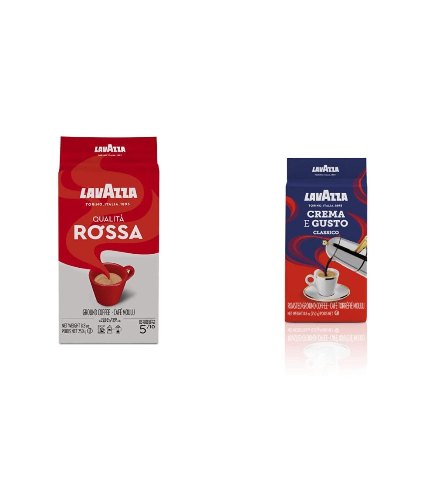 Lavazza Espresso Rossa Ground Coffee 250g (packaging may vary) & Lavazza Crema E Gusto Classico Roasted Ground Coffee 8.8 Ounce (Pack of 1) Espresso Rossa Coffee + Coffee Blend - Buy Online on SooperMarket.com