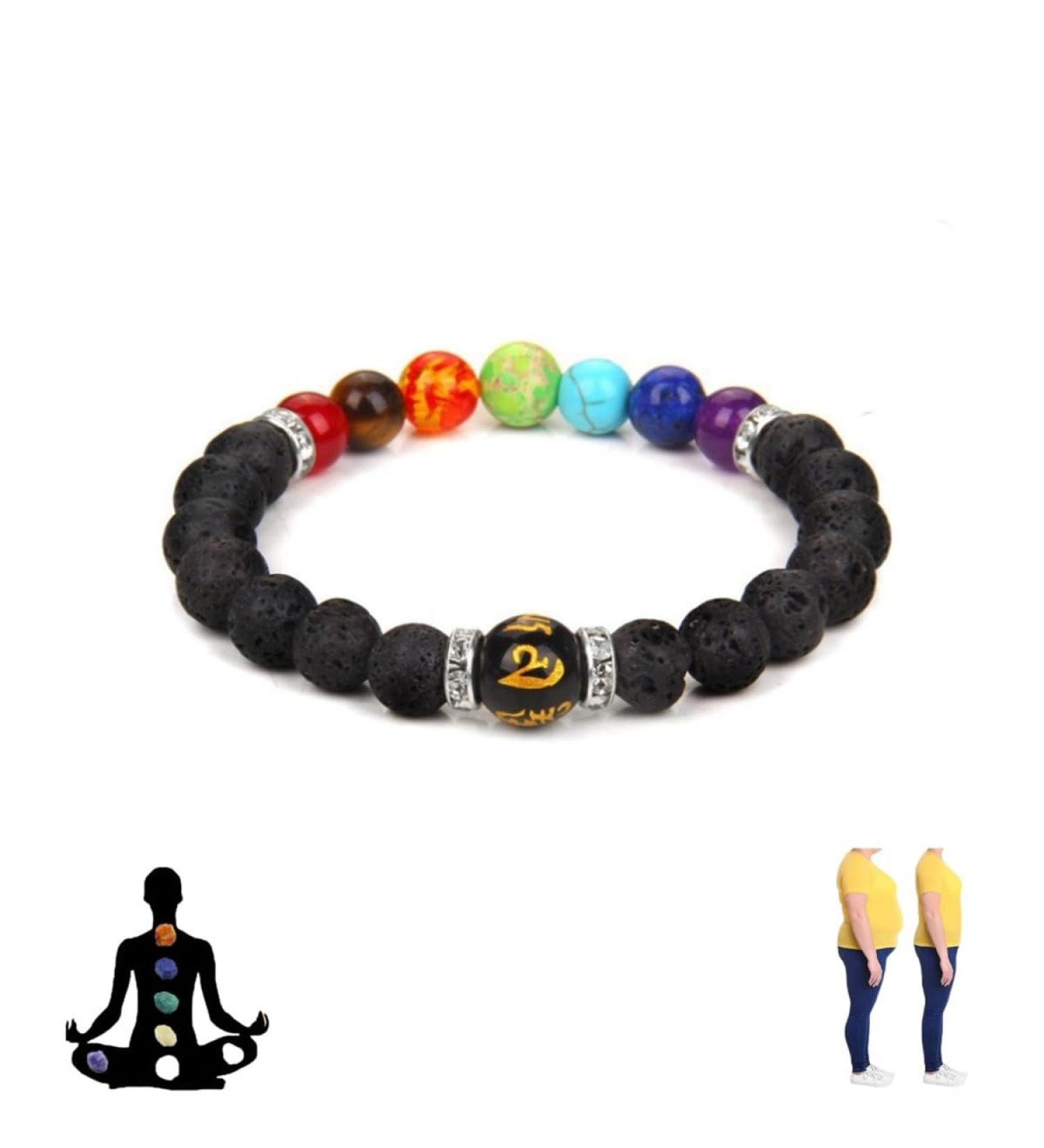 7 Chakra Healing Bracelet Real Stones Healing Bracelet With Seven Chakra Plant pattern Good Luck Bracelets Health Bangle Lymphatic Drainage 8mm Lava Rock Beaded Handmade Teens Girls Boys 1Pcs-D - Buy Online on SooperMarket.com