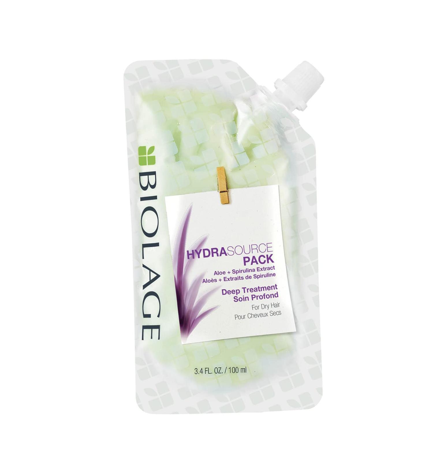 BIOLAGE Hydra Source Deep Treatment Pack | Multi-Use Hair Mask That Nourishes Dry Hair | With Aloe & Spirulina Extract | Vegan & Paraben-Free | For Dry Hair |3.4 Fl Oz (Pack of 1)
