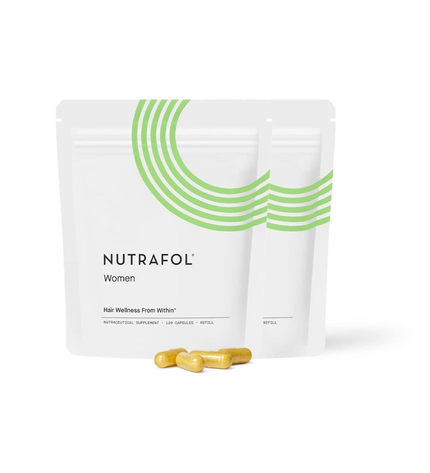 Nutrafol Women's Hair Growth Supplements - Clinically Proven Stronger Hair in 3-6 Months Dermatologist Recommended - 2 Month Supply & 2 Refill Pouches - Buy Online on SooperMarket.com