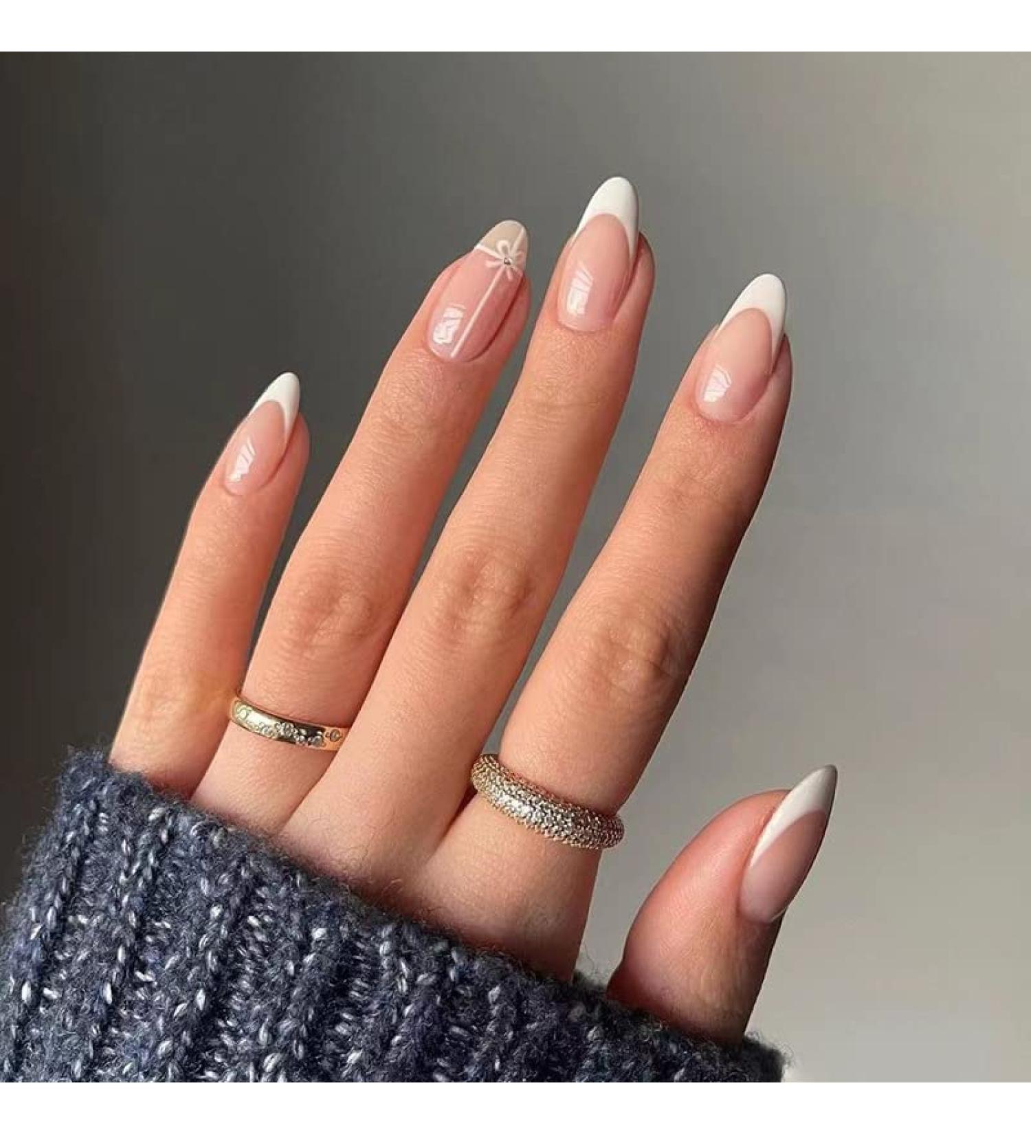 Buy Luvadeyo 24 Pcs Pressed False Nails - Pink & White Medium Long Glue-On Nails for Women & Girls - International Shipping Available - Buy Online on SooperMarket.com