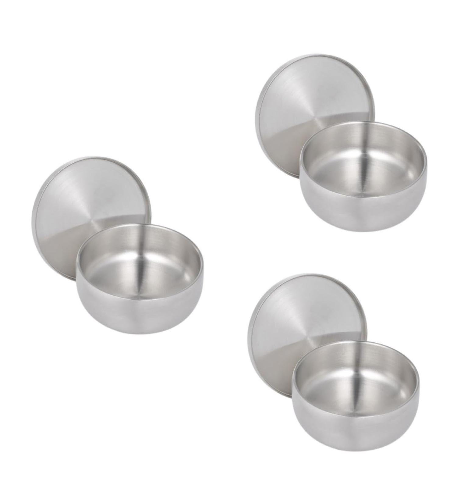 Angoily 3-Pack Razor Shell for Men - Premium Shaving Foam Cup & Soap Box | Steel Lid Silver Design - 11x11x6.5cm - Buy Online on SooperMarket.com