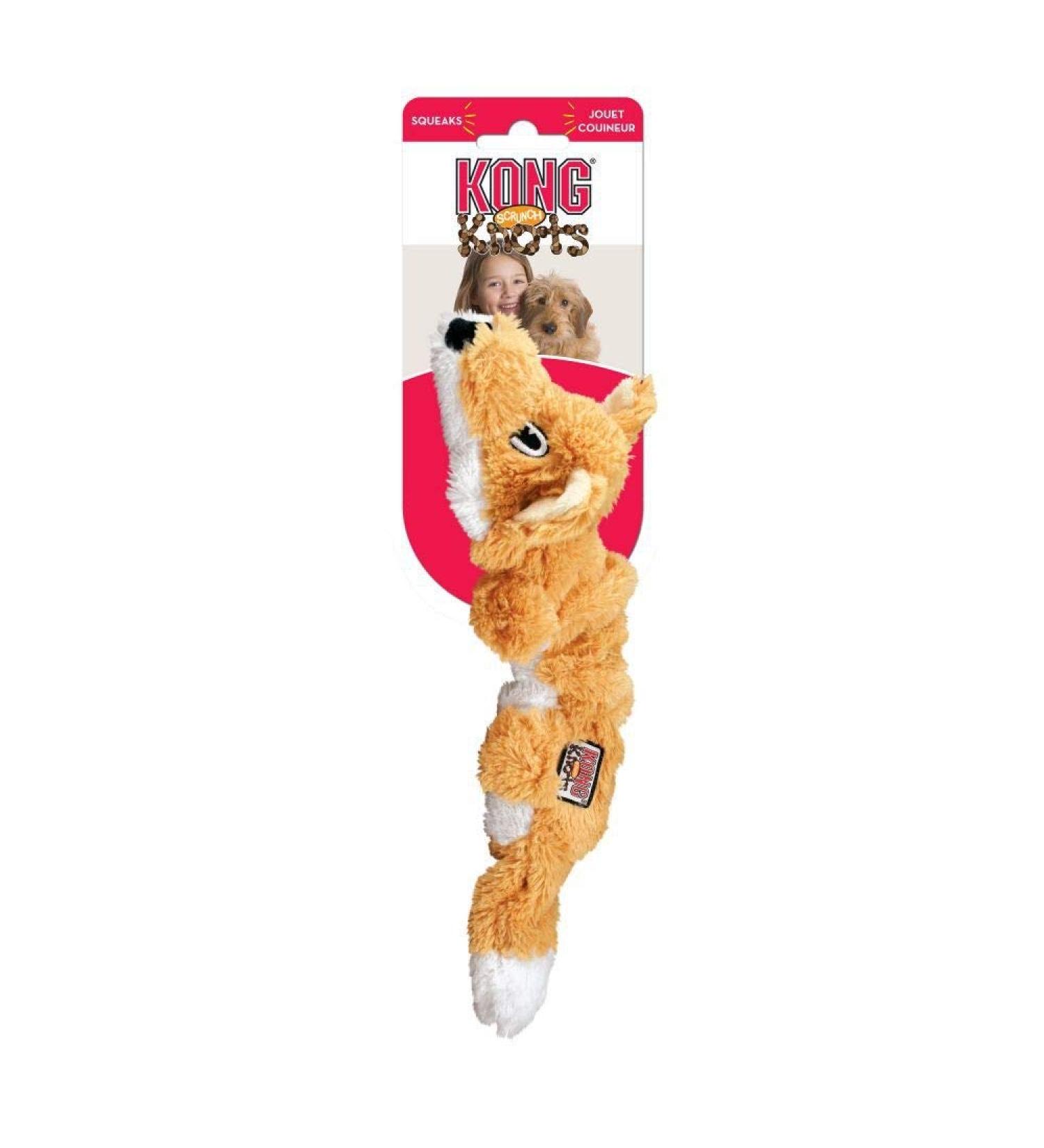 Kong Scrunch Knots Fox for Dogs - Internal Knotted Ropes & Minimal Filling - Medium/Large Size - 1 Pack - Durable & Fun Chew Toy - Buy Online on SooperMarket.com