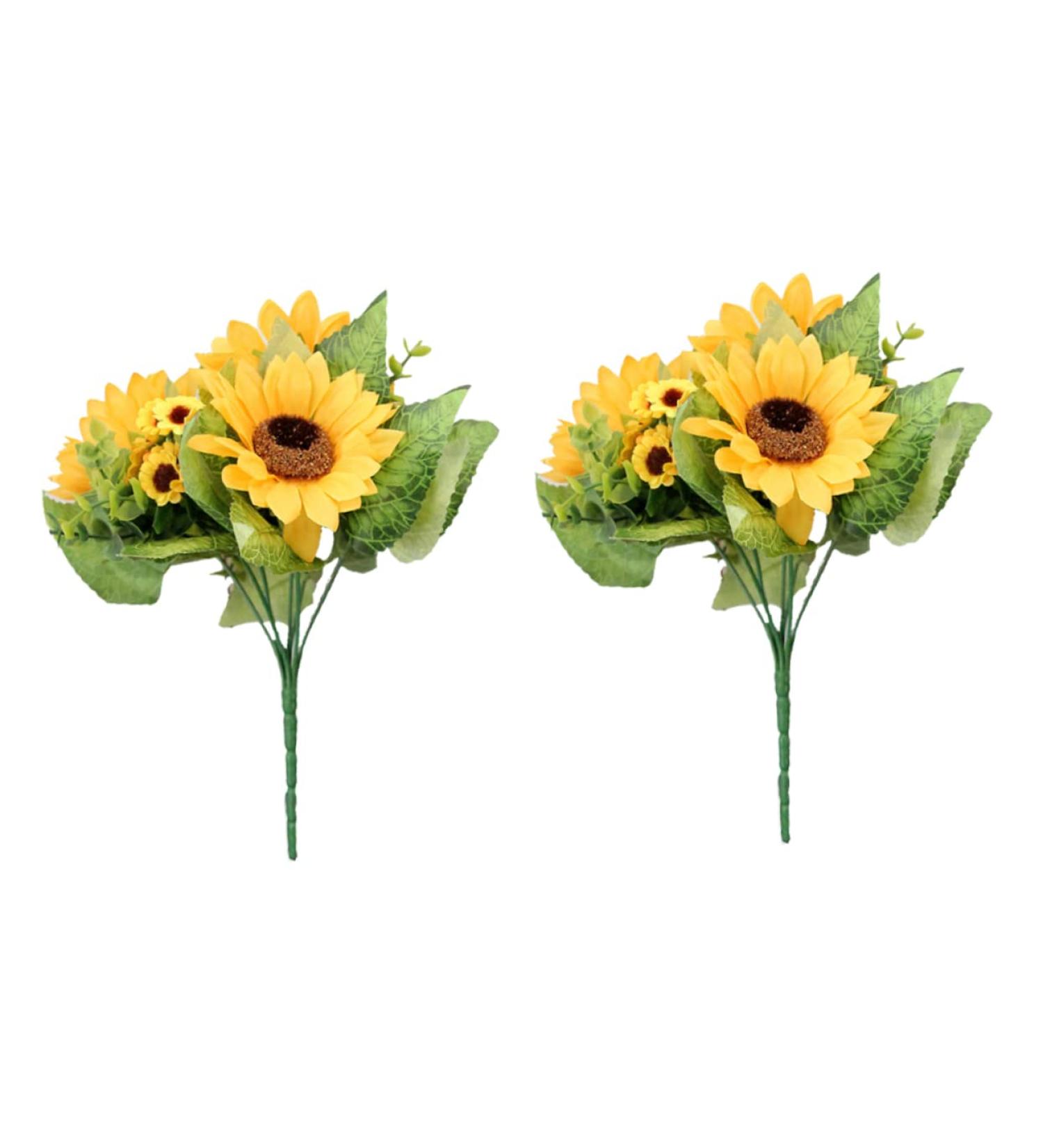 Zerodeko 2pcs 4 Artificial Sunflower Bouquet Simulation Flower Premium Material Yellow Sunflowers Decor Silk Sunflowers Artificial Flower Bouquet Fake Sunflower Props - Buy Online on SooperMarket.com