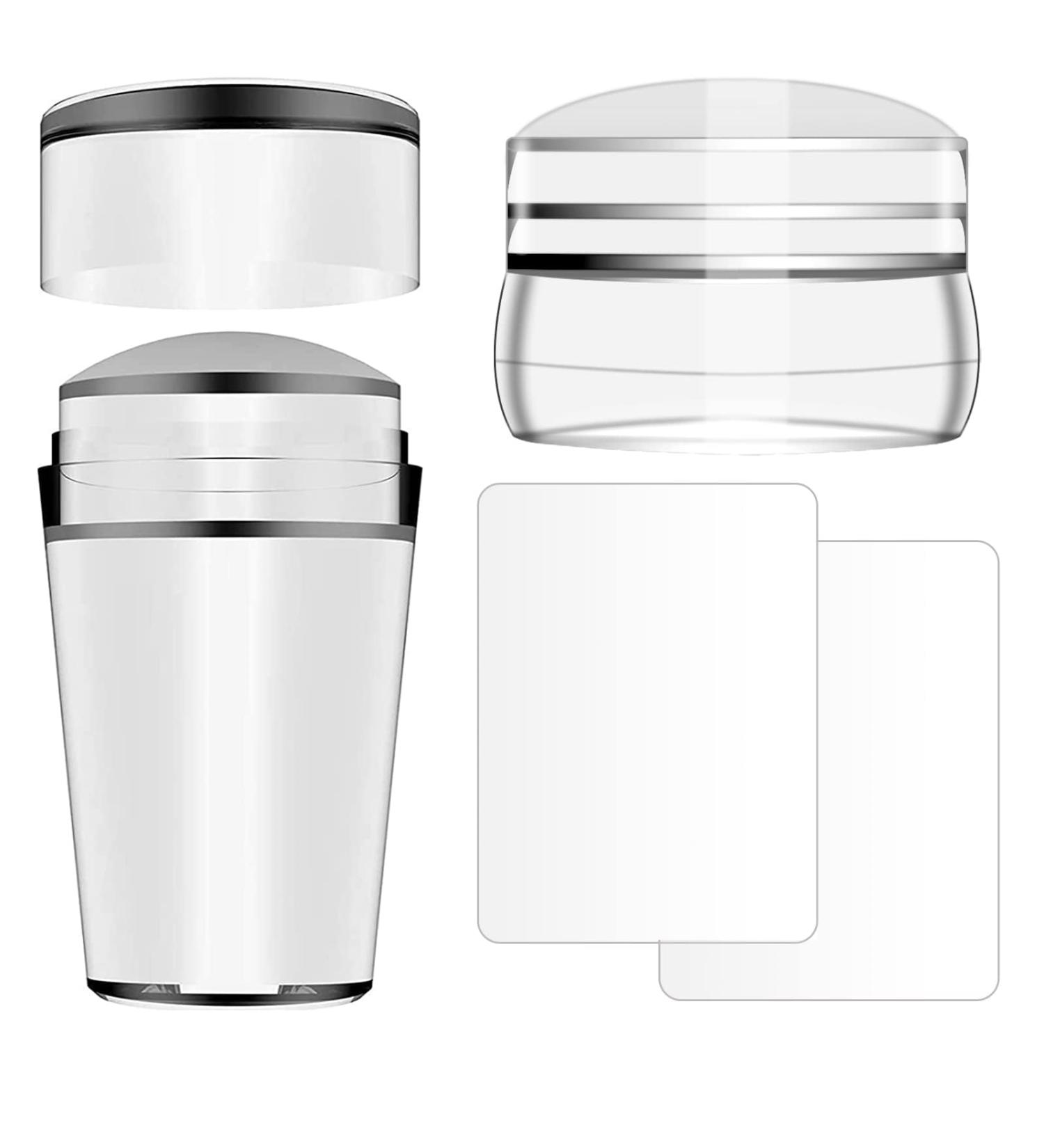 4-Piece Nail Art Stamper Kit | Silicone Clear Stamps & Scraper | DIY Manicure Tools for French Nail Design - Buy Online on SooperMarket.com