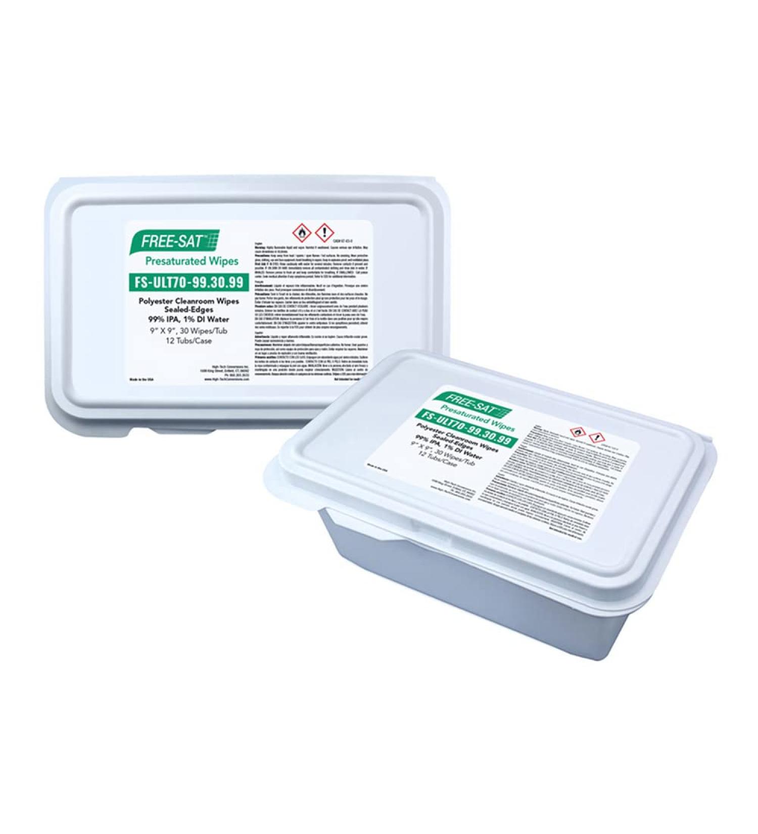 High-Tech Conversions FS-ULT70-99.30 High Tech Conversions PRE-SAT Polyester Wipes 9X9 70% IPA UN3175/PGII