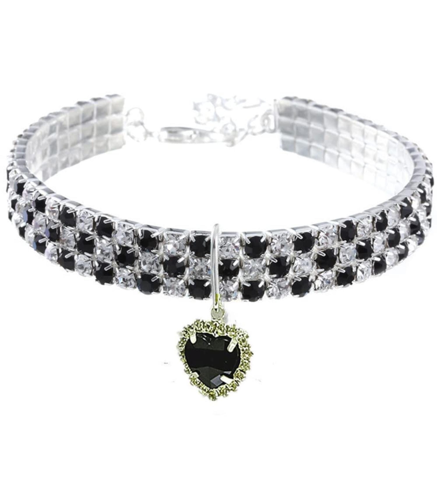 Buy Rayminsino Rhinestone Pet Collar - Elastic & Adjustable Peach Heart for Kittens & Dogs - Stylish & Comfortable - S Black - Buy Online on SooperMarket.com