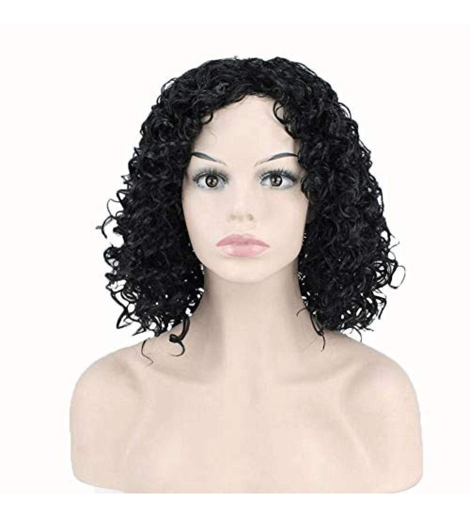 BGHJUE Lace Front Wigs - Natural Curly Human Hair Wig with Baby Hair | 38cm Black | International Shipping - Buy Online on SooperMarket.com