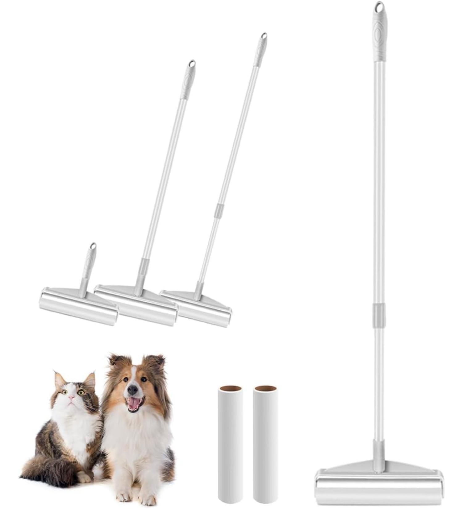 9.5'' Large Sticky Lint Roller with Long Handle - Pet Hair Remover for Furniture, Clothes, Carpet, Curtains - Buy Online on SooperMarket.com
