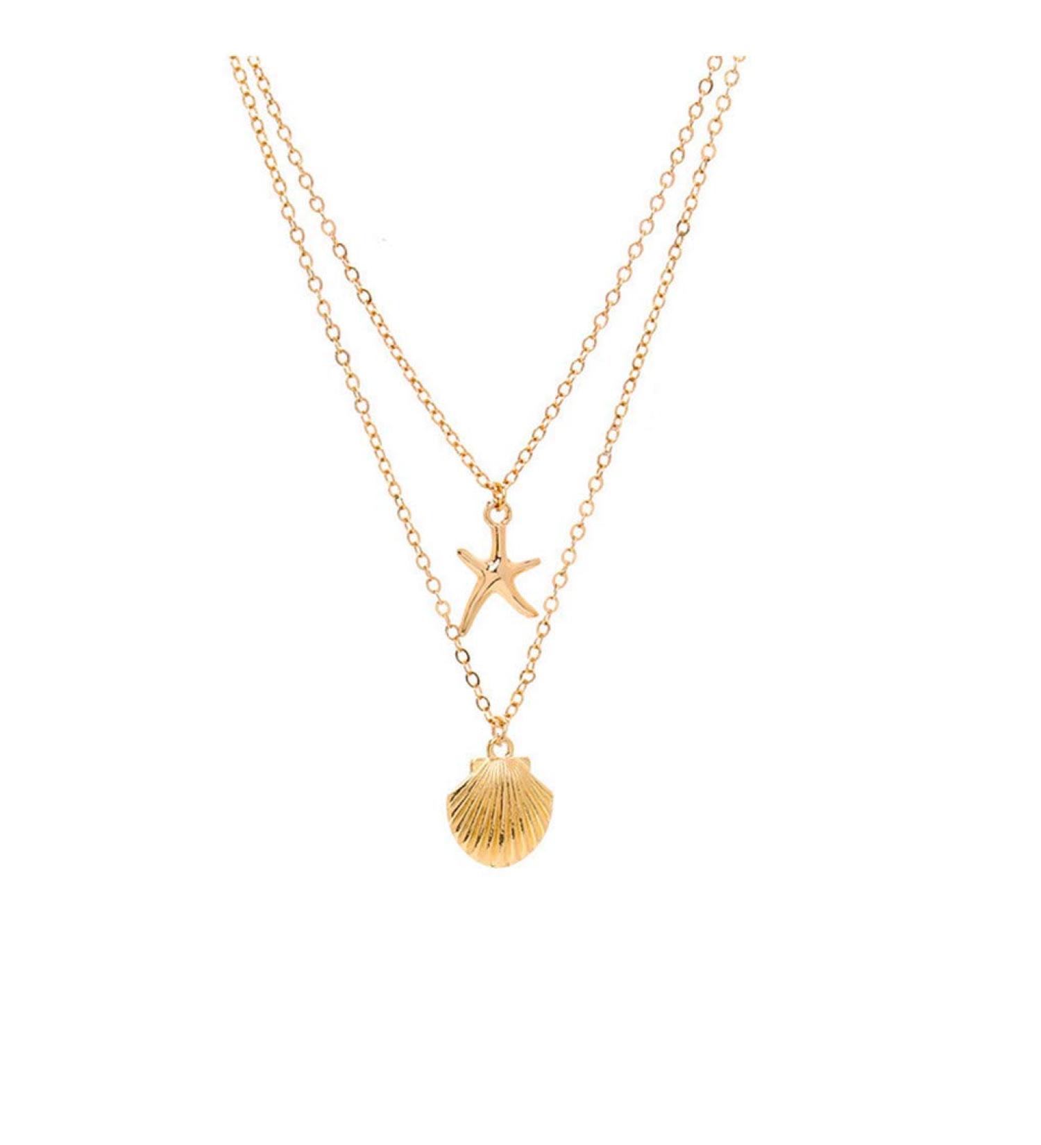 Yalice Layered Starfish Necklace - Boho Shell Jewelry for Women & Girls | Gold International Shipping - Buy Online on SooperMarket.com