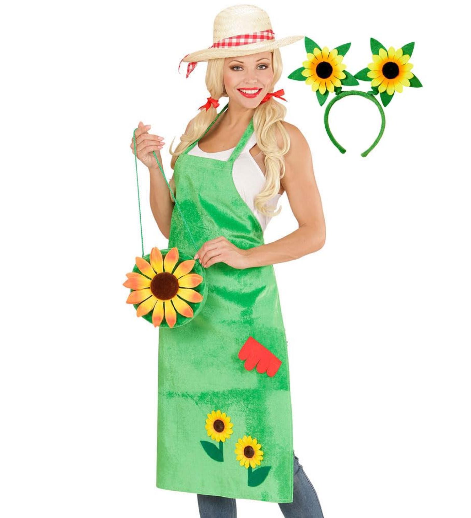 Shop Carnival Clothes: Ladies Gardener Apron & Headband Costume - One Size Floral Design - Buy Online on SooperMarket.com