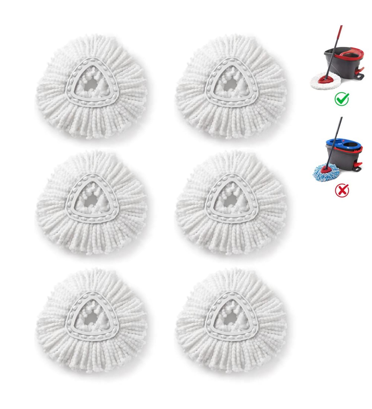 6 Pack Spin Mop Replacement Heads - Easy Cleaning Microfiber Refills - Buy Online on SooperMarket.com